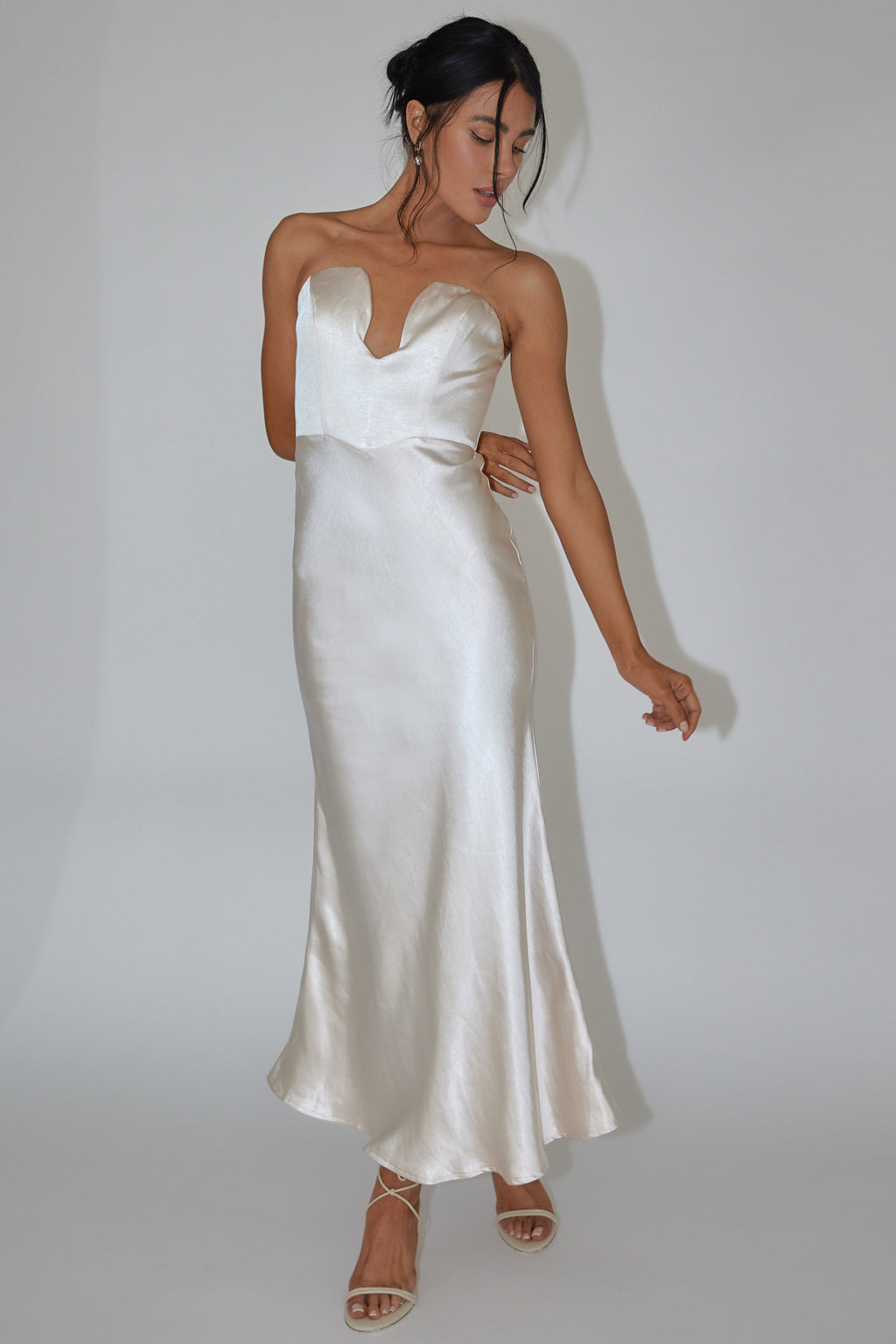 salvin strapless maxi dress champagne Princess Polly NWT Salvin Strapless Maxi Dress in Champagne