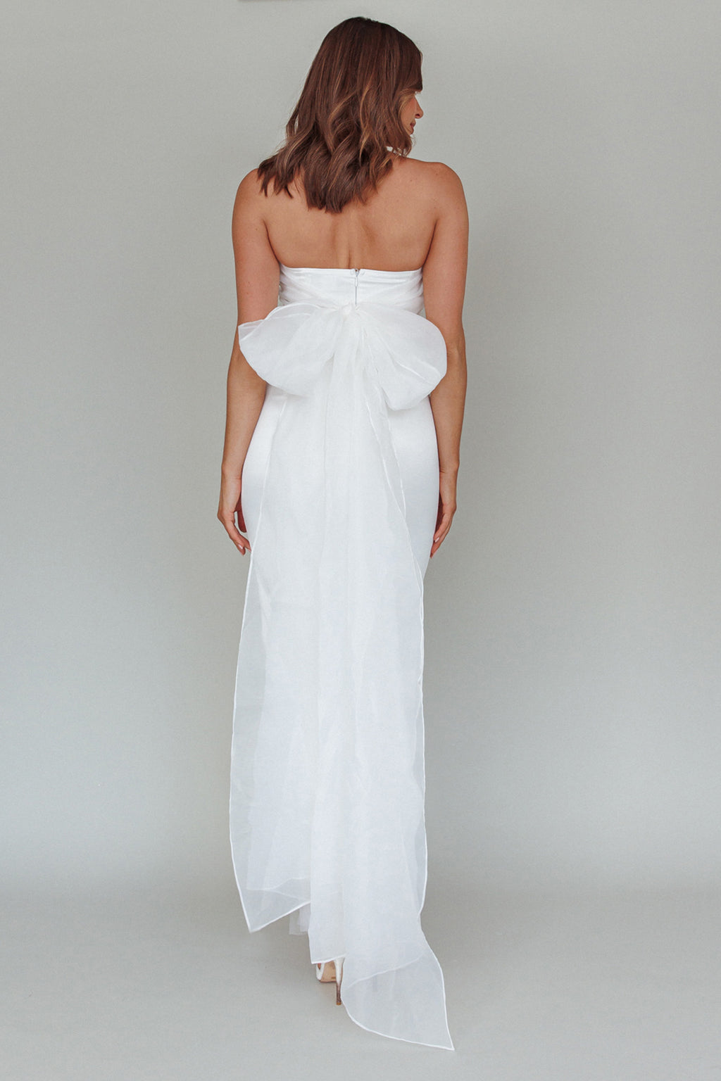 Always And Forever Bow Back Midi Dress White by Selfie Leslie