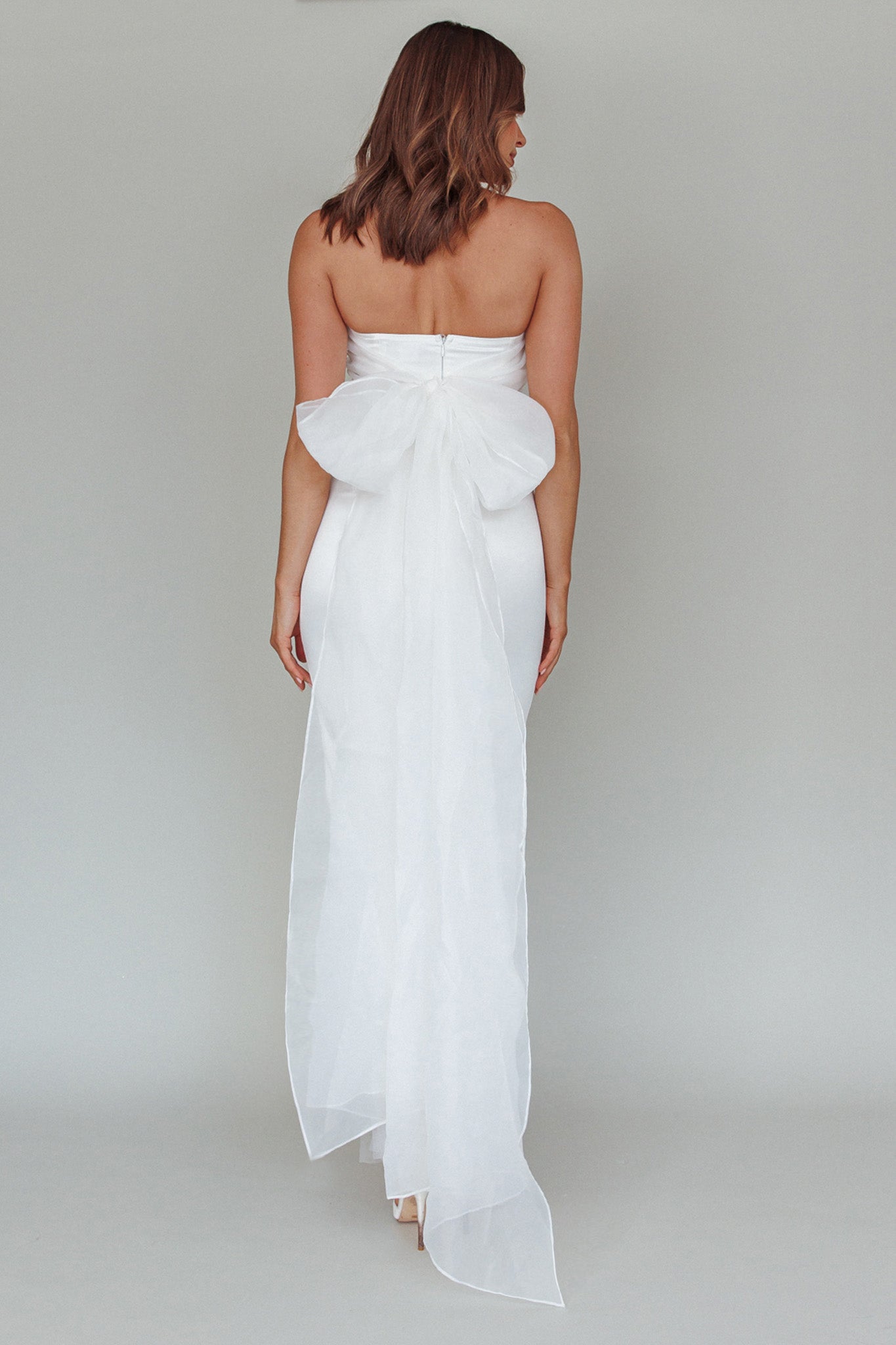 Always And Forever Bow Back Midi Dress White by Selfie Leslie