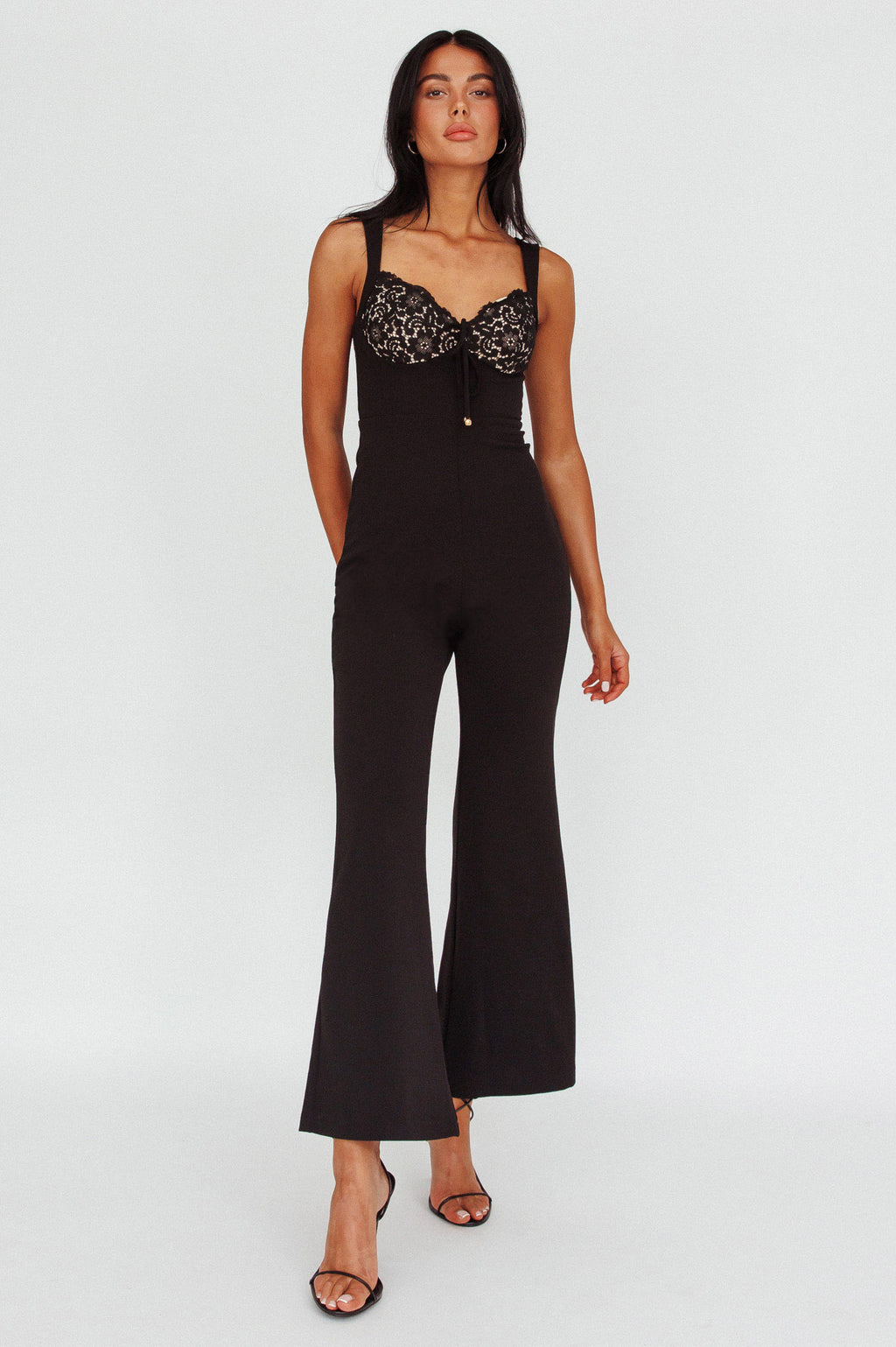 Ti Amo Lace Bust Jumpsuit Black by Selfie Leslie