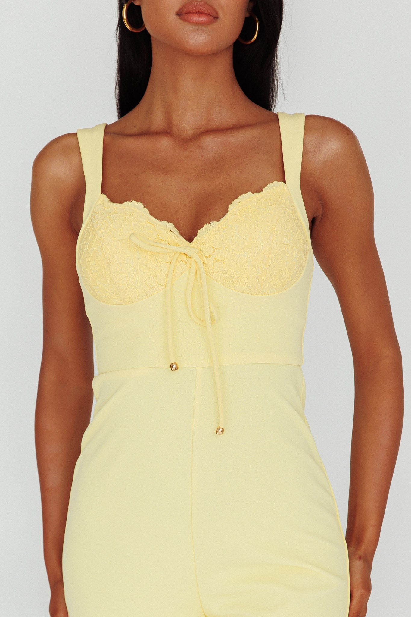 Ti Amo Lace Bust Jumpsuit Yellow by Selfie Leslie