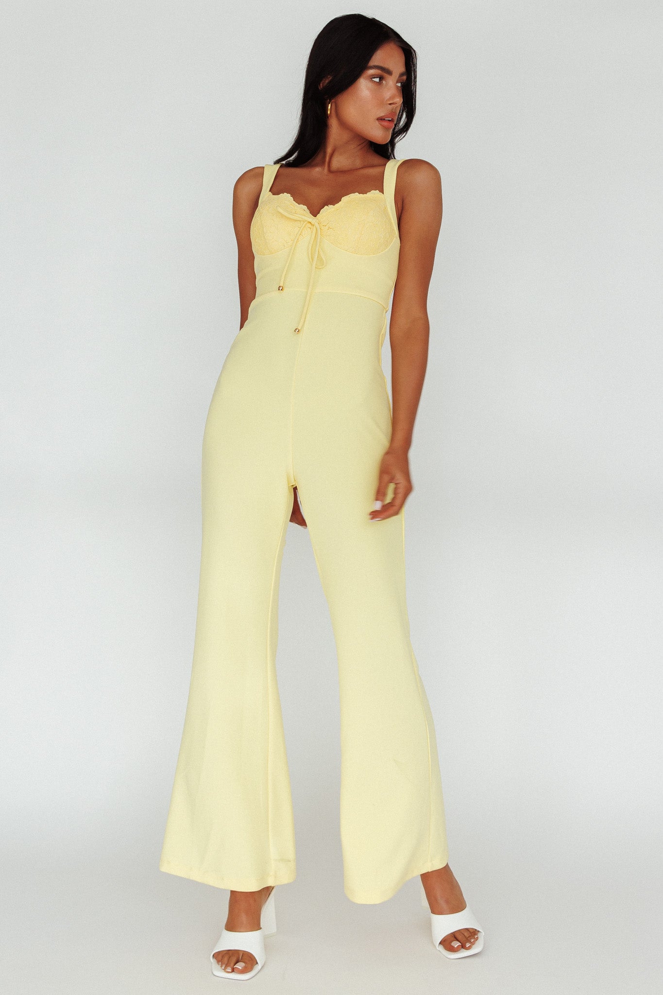 Ti Amo Lace Bust Jumpsuit Yellow by Selfie Leslie