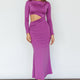 Rajah Long Sleeve Cut-Out Midi Dress Purple