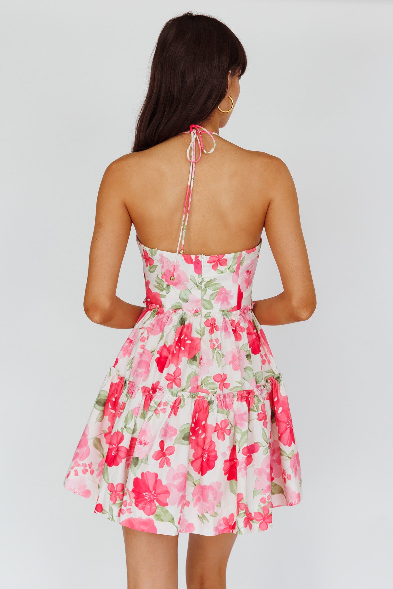 Dainty Frill Trim Mini Dress Pink