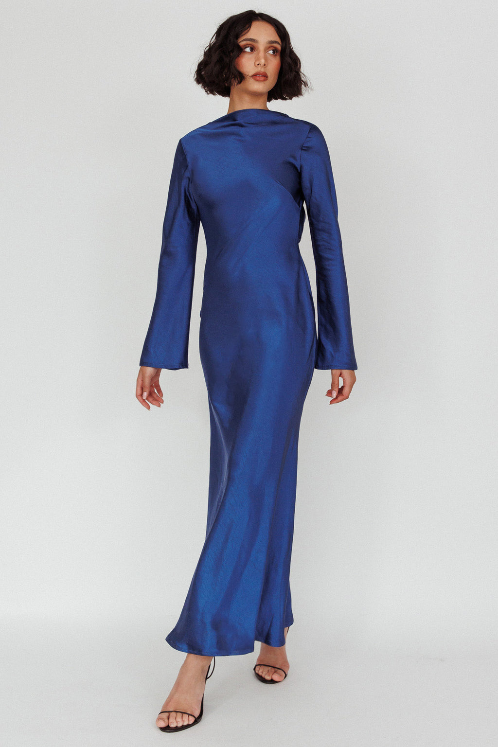 Lavera Open Back Long Sleeve Dress Navy by Selfie Leslie