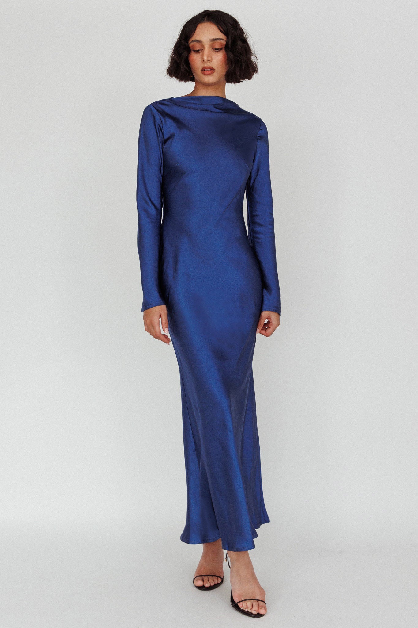 Lavera Open Back Long Sleeve Dress Navy by Selfie Leslie
