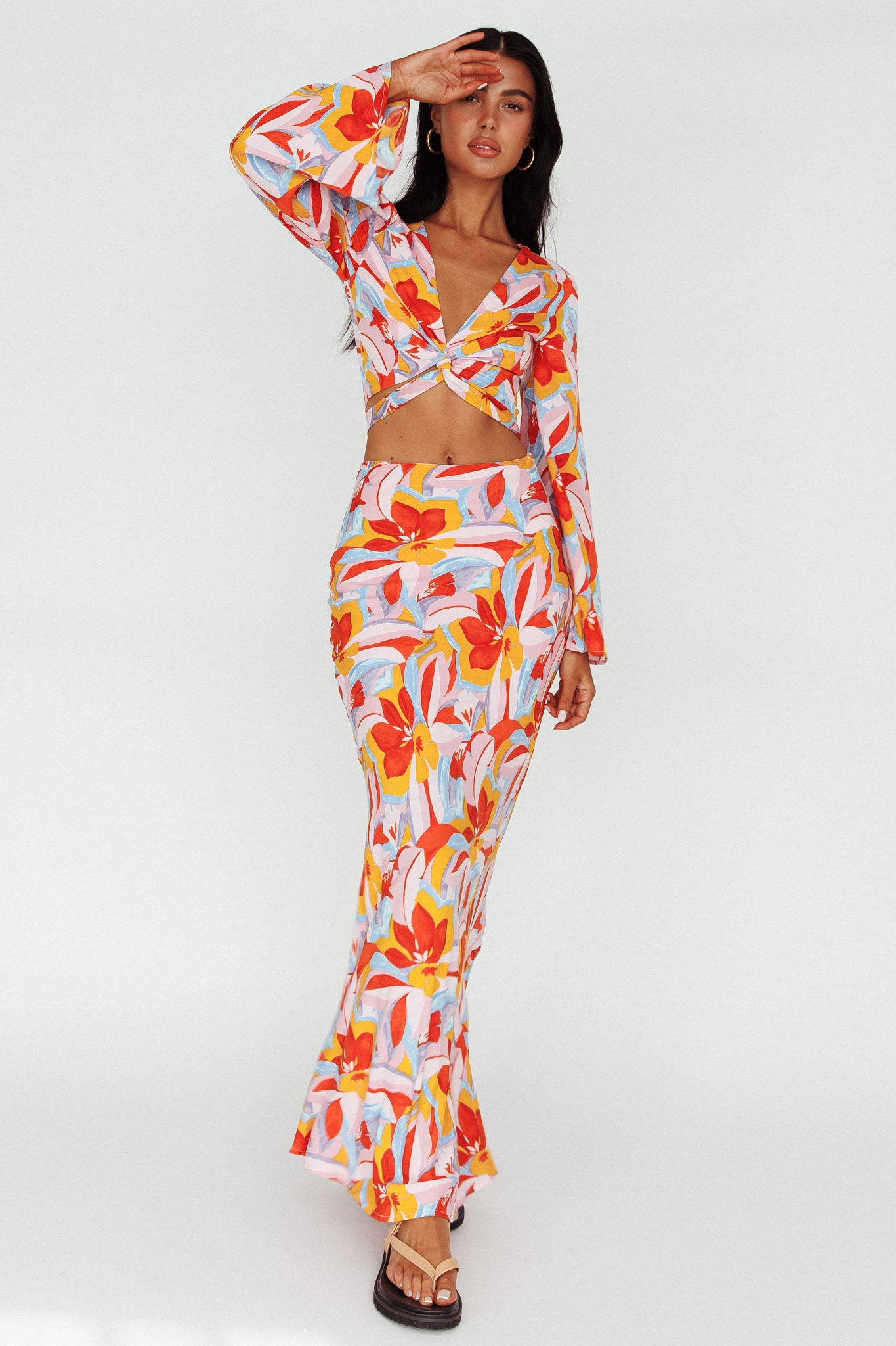 Avalo Mermaid Maxi Skirt Floral Pink by Selfie Leslie