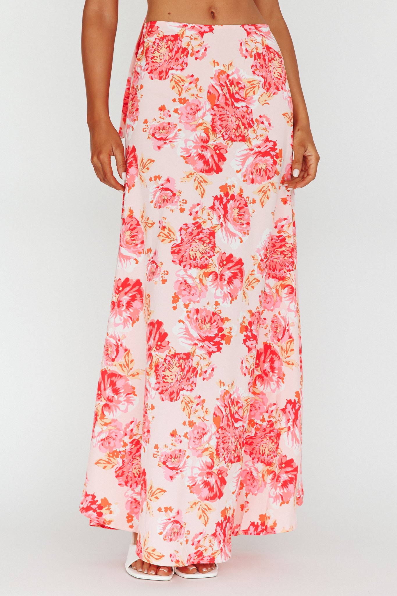 Gabbi Maxi Skirt Floral Print Pink by Selfie Leslie
