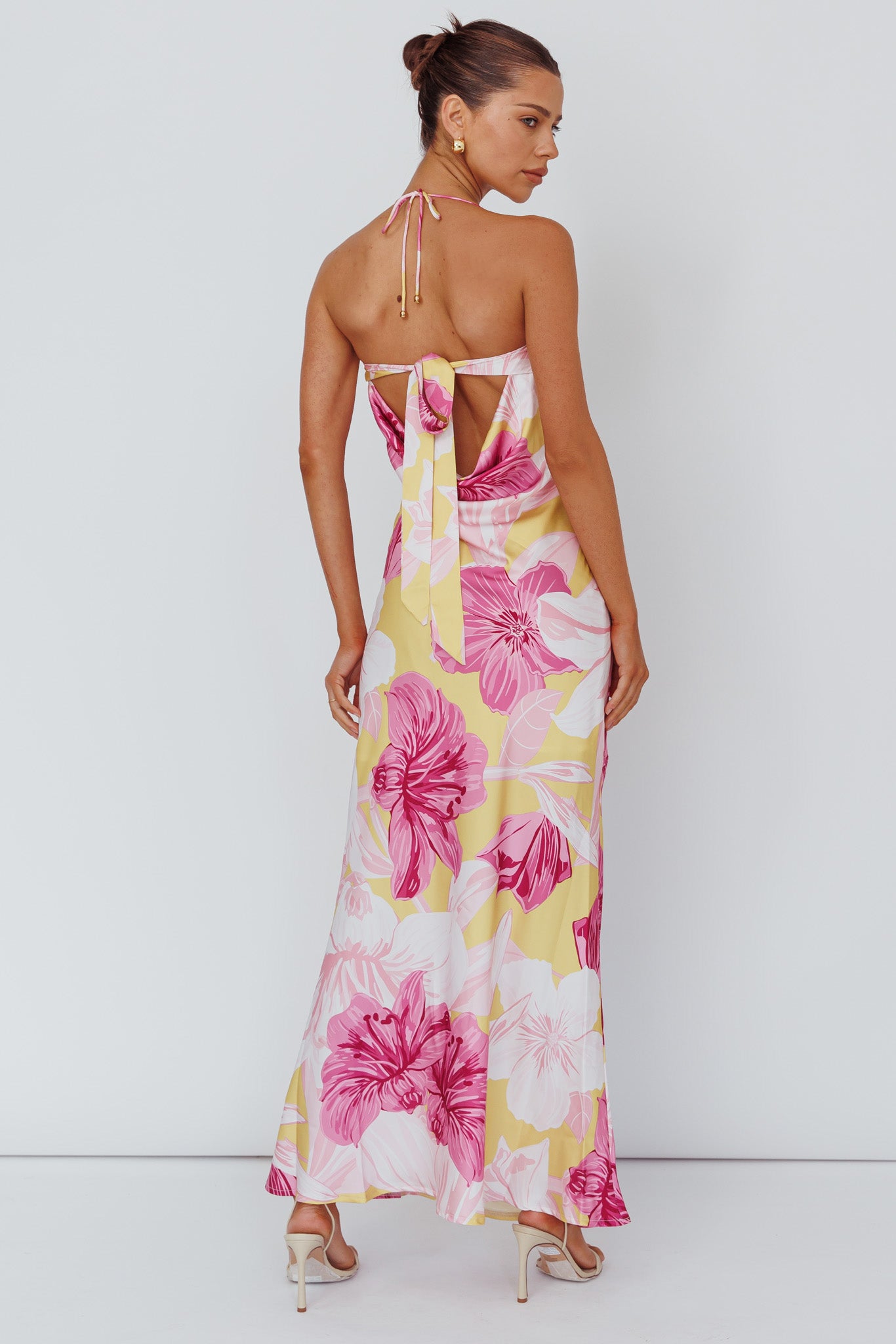 Jacquelynne Halter Cowl Back Maxi Dress Pink by Selfie Leslie