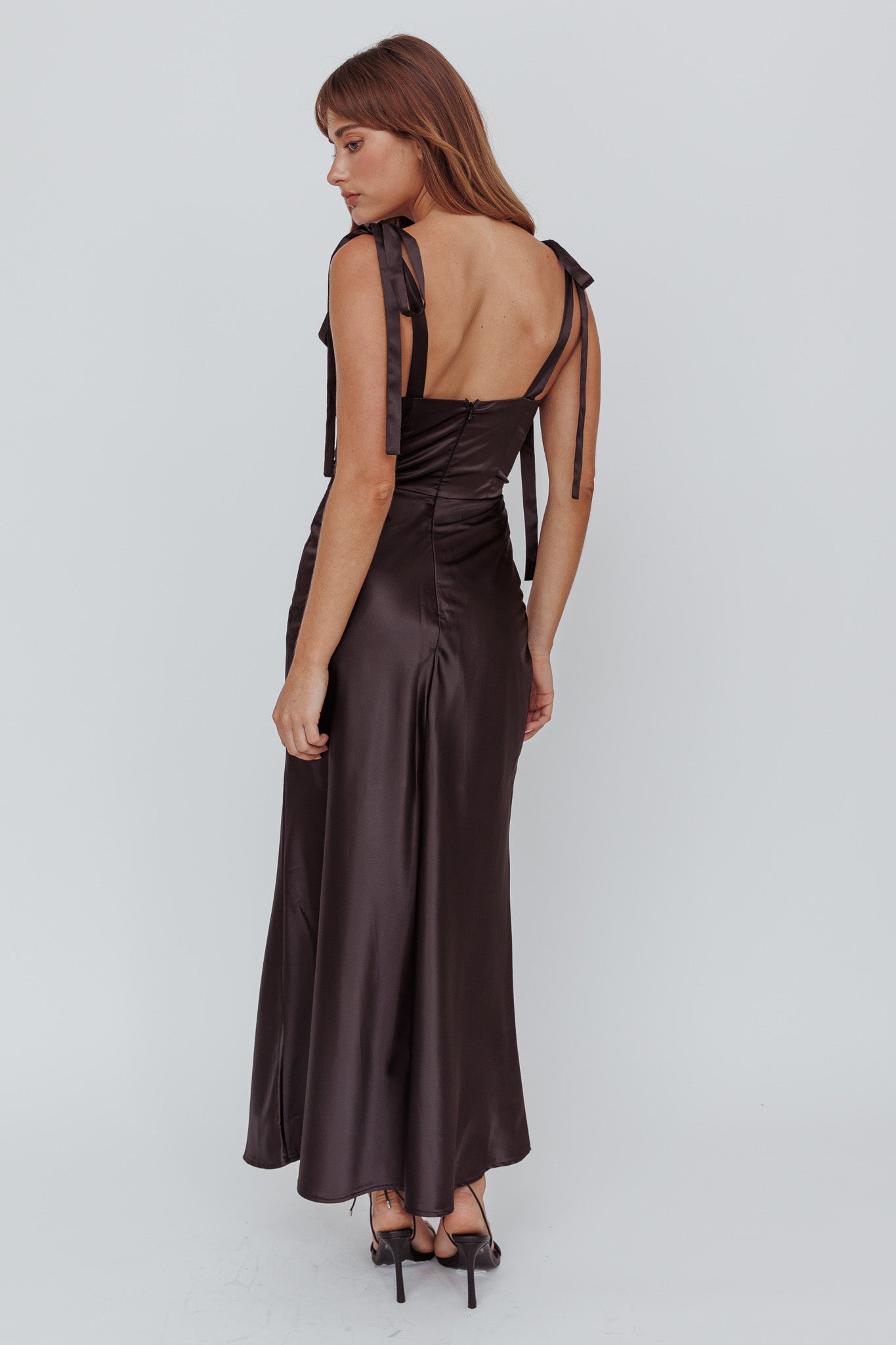 Pennelope Tied Shoulder Maxi Dress Black by Selfie Leslie