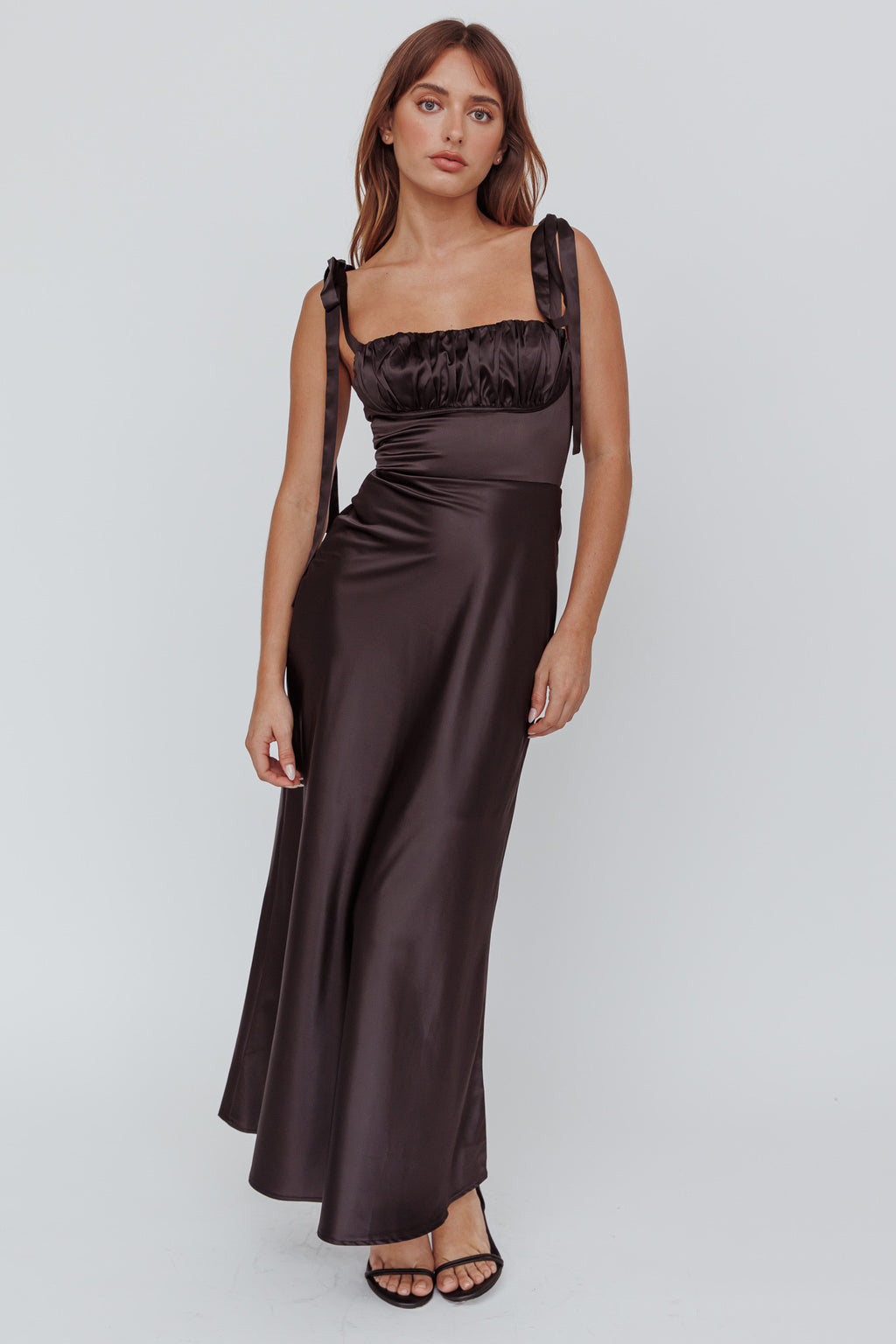 Pennelope Tied Shoulder Maxi Dress Black by Selfie Leslie
