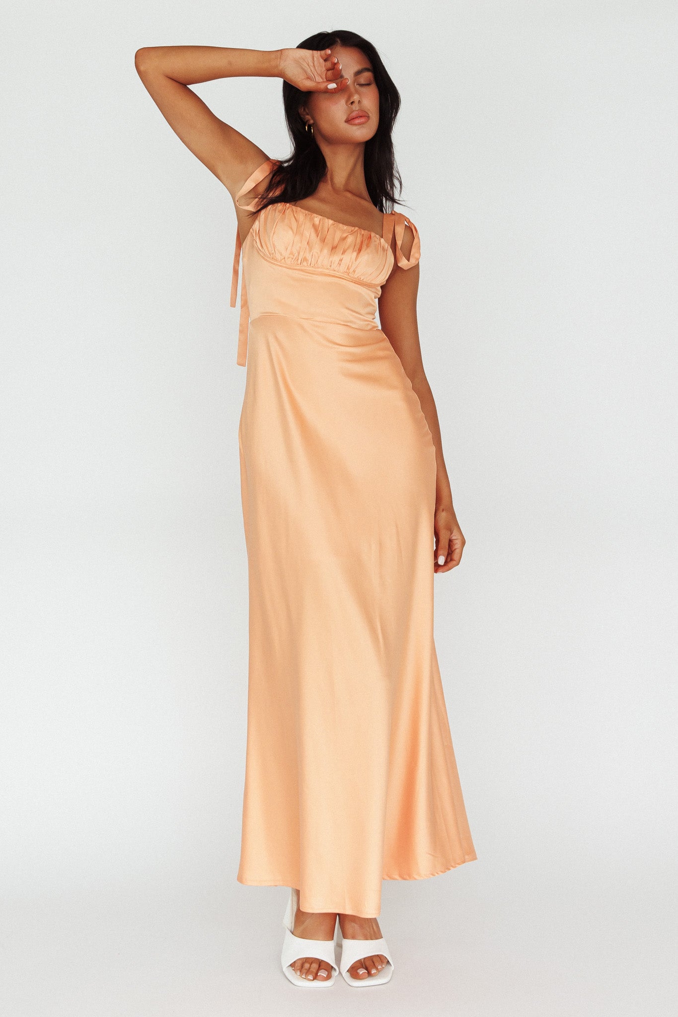 Pennelope Tied Shoulder Maxi Dress Orange by Selfie Leslie