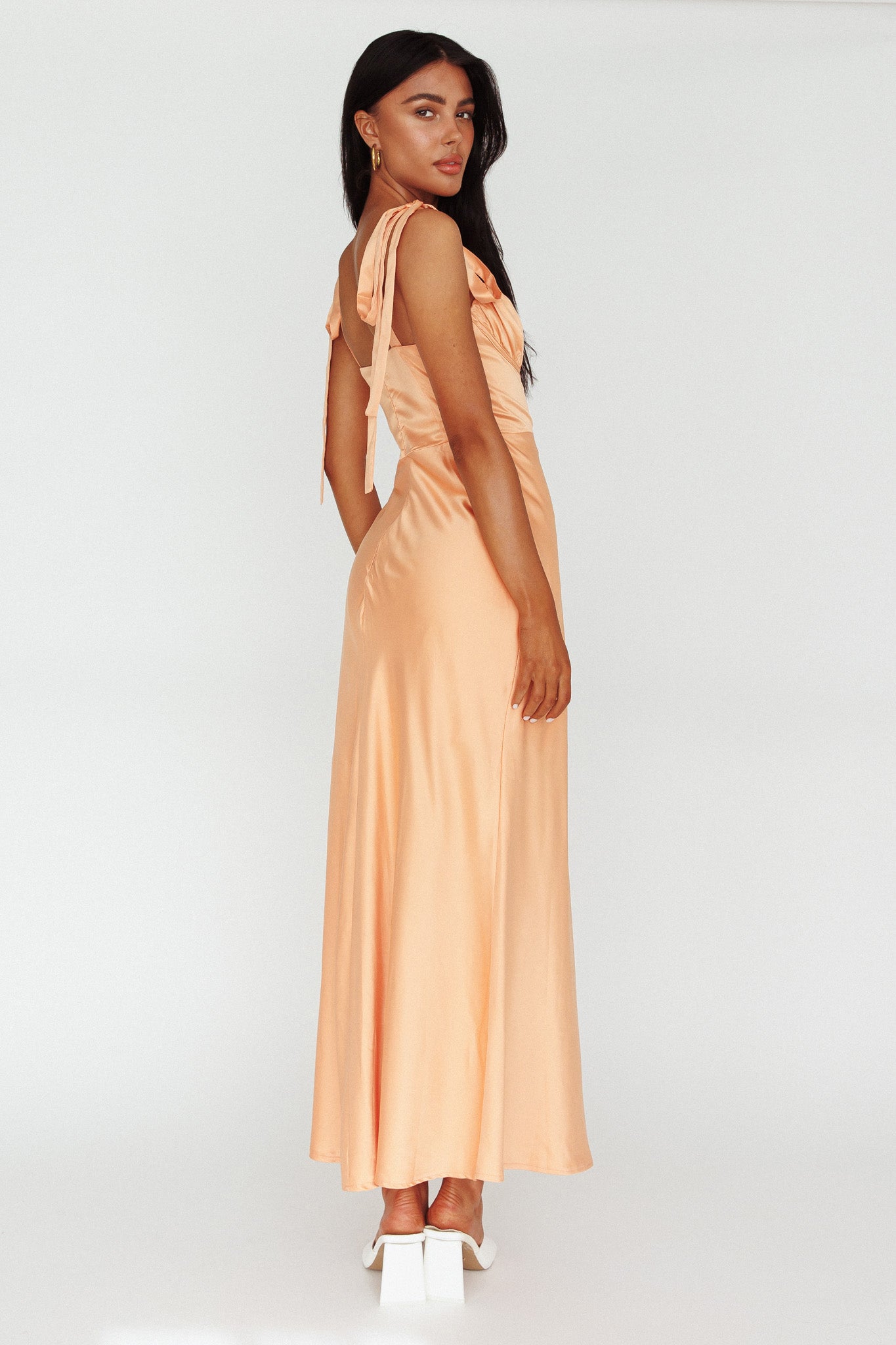 Pennelope Tied Shoulder Maxi Dress Orange by Selfie Leslie