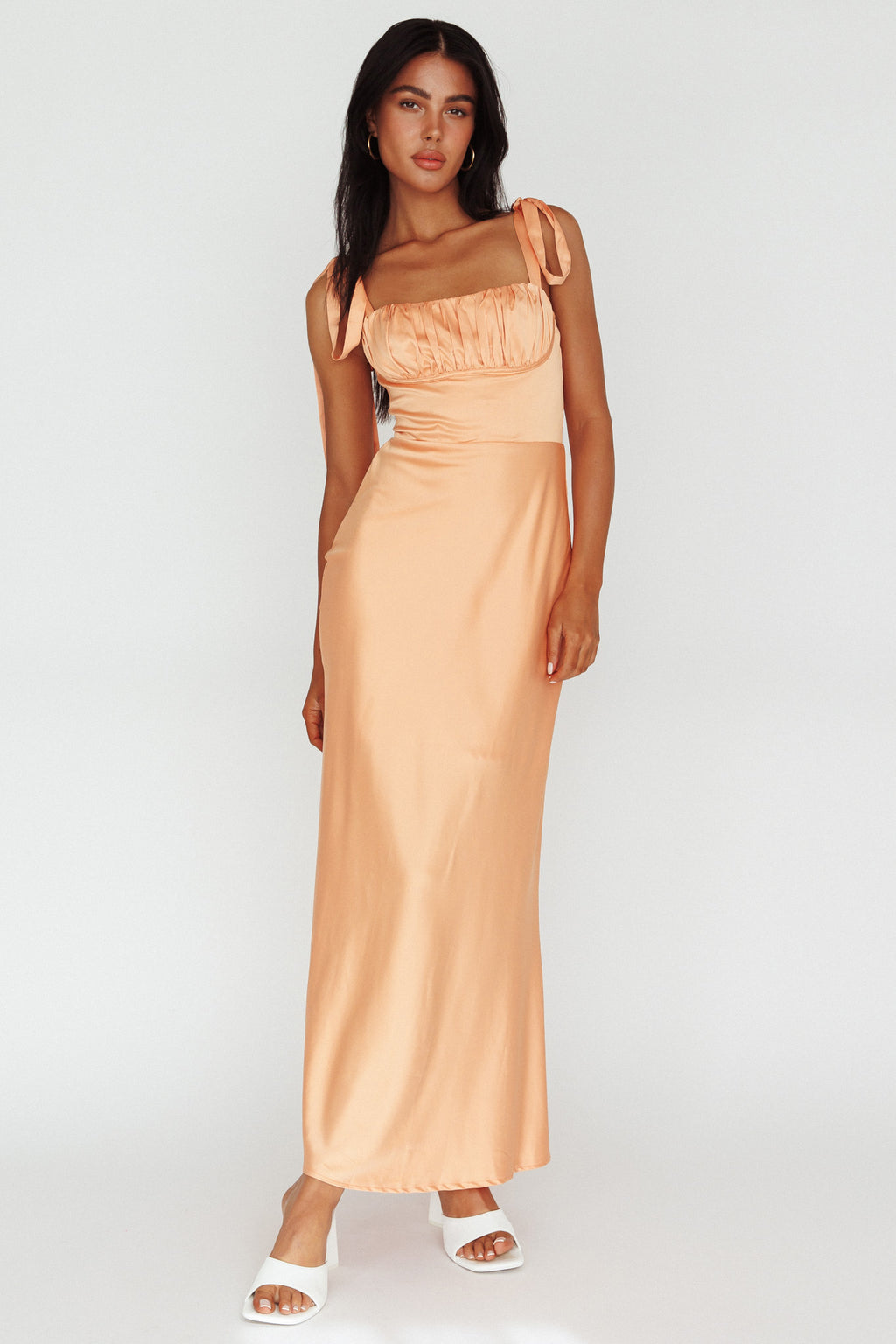 Pennelope Tied Shoulder Maxi Dress Orange by Selfie Leslie