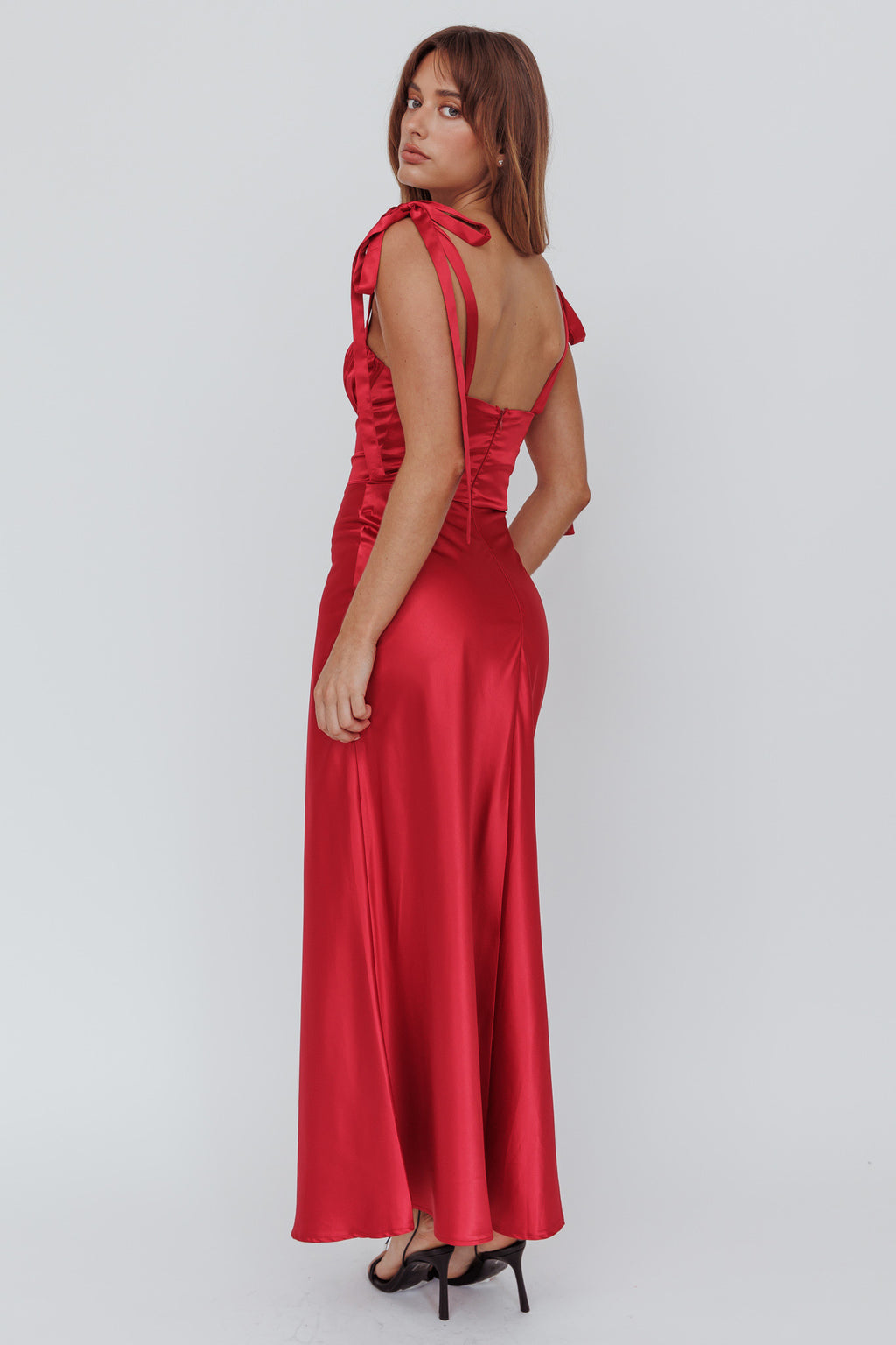 Pennelope Tied Shoulder Maxi Dress Wine by Selfie Leslie