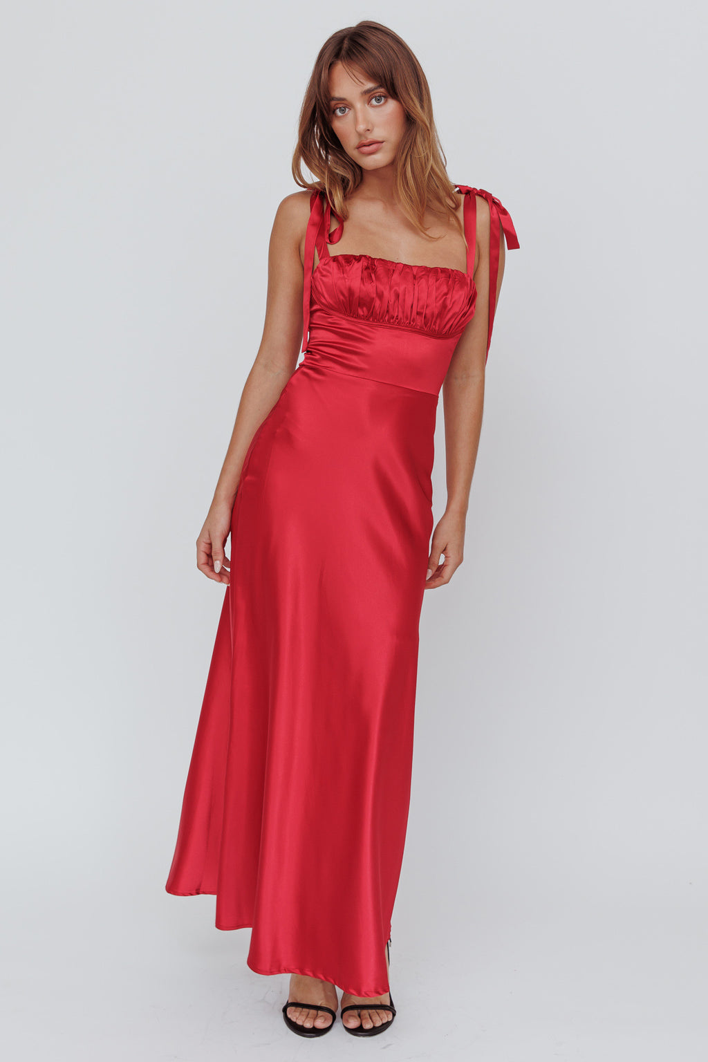 Pennelope Tied Shoulder Maxi Dress Wine by Selfie Leslie