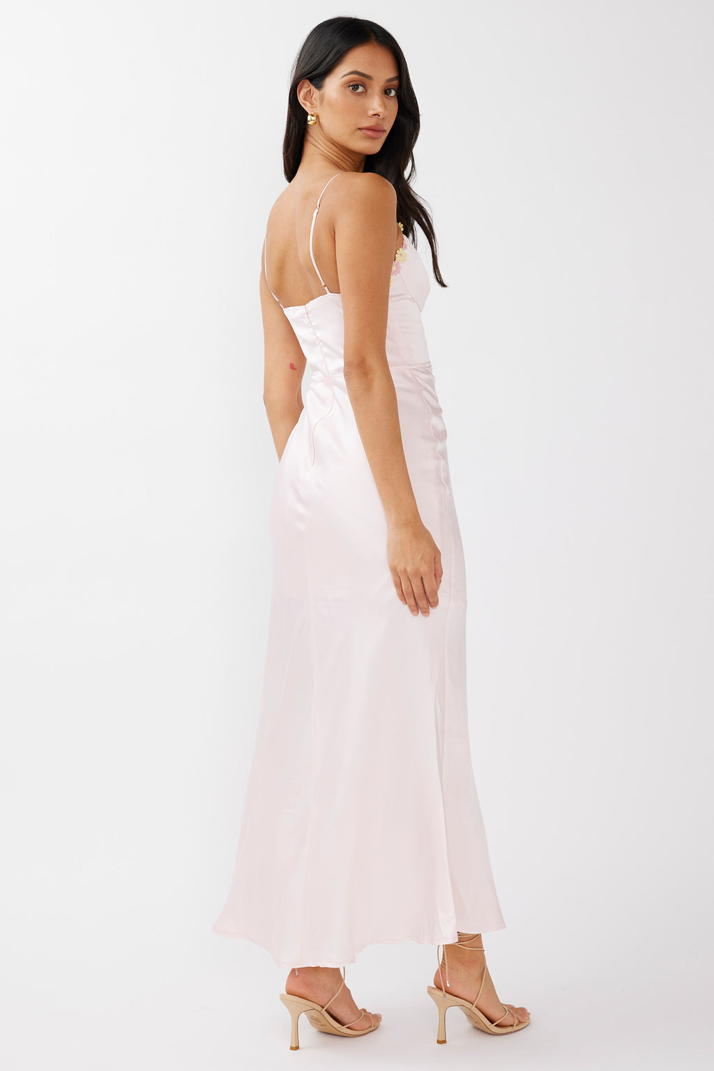 Honeysuckle Floral Neckline Midi Dress Pink by Selfie Leslie