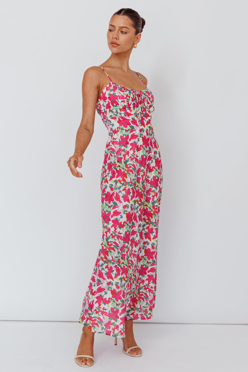 Shop the Solstice Noon Tied Bust Midi Dress Print Pink