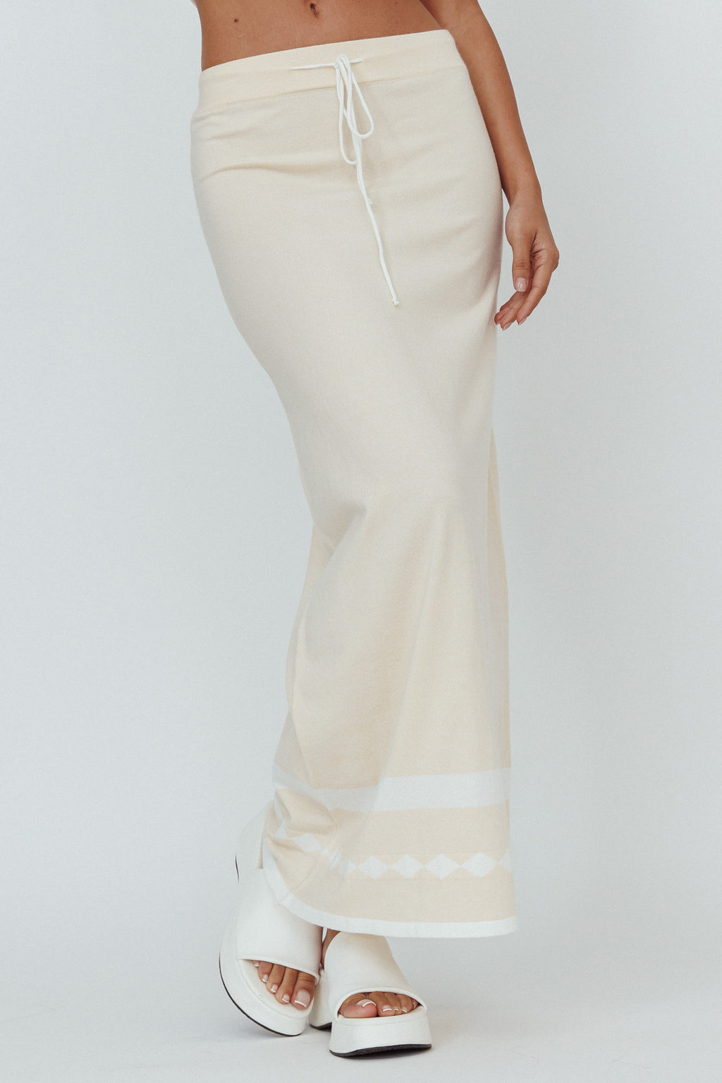 Amalfi Sun Knit Maxi Skirt Sand by Selfie Leslie