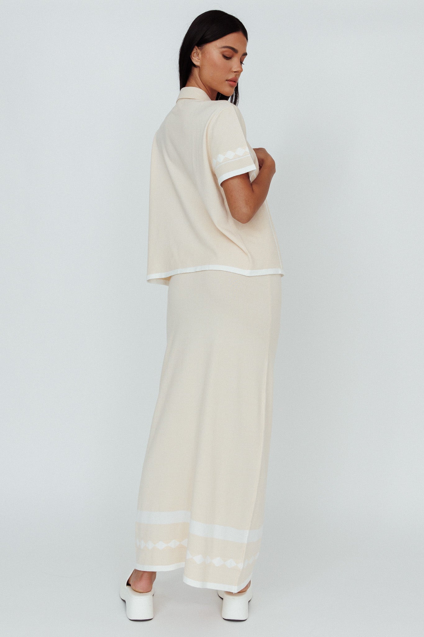 Amalfi Sun Knit Maxi Skirt Sand by Selfie Leslie