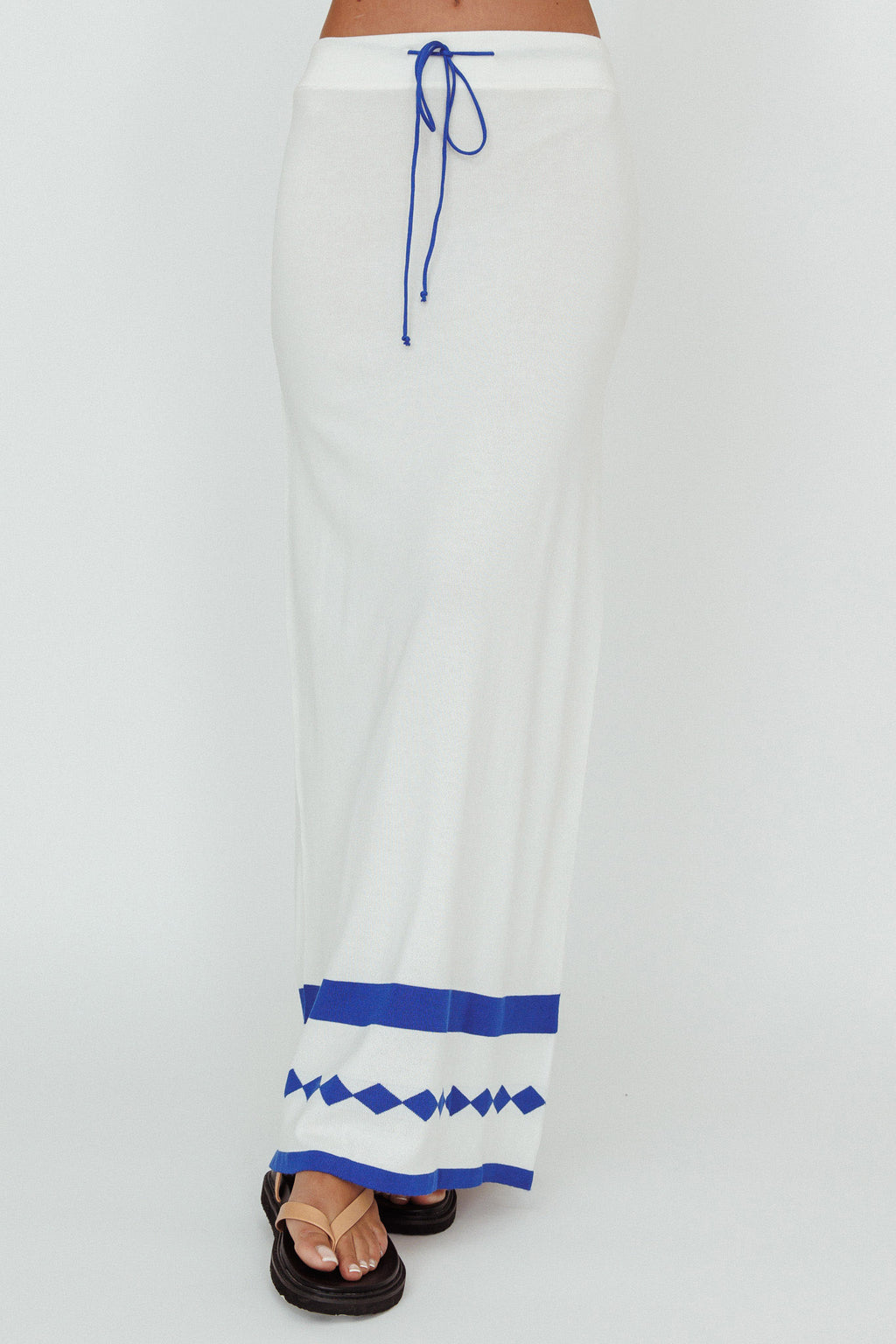 Amalfi Sun Knit Maxi Skirt White by Selfie Leslie
