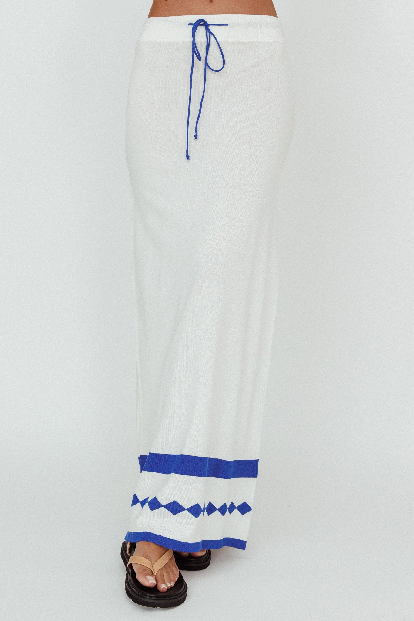 Amalfi Sun Knit Maxi Skirt White by Selfie Leslie