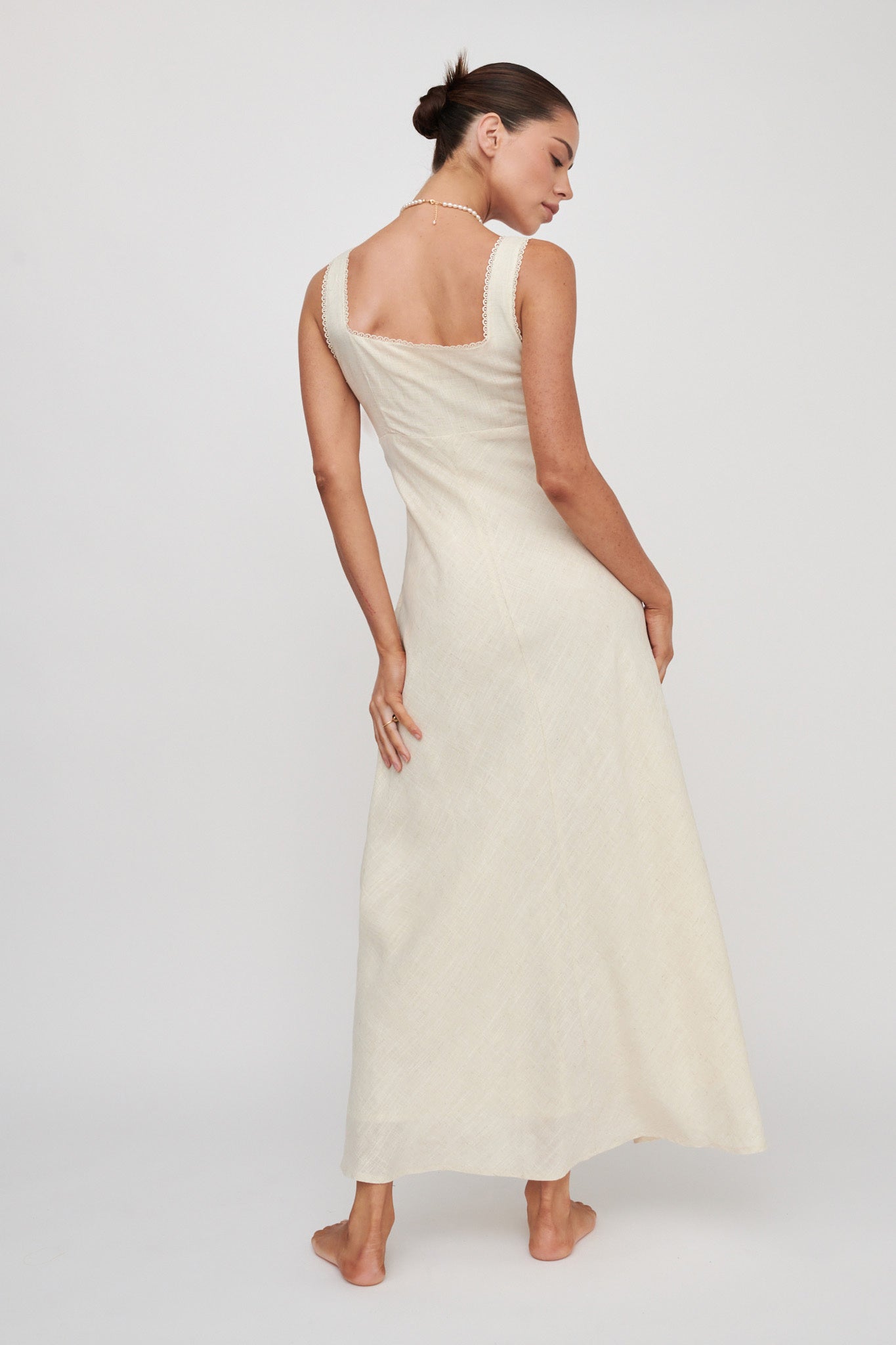 Carlee Gathered Bust Maxi Dress Oat by Selfie Leslie