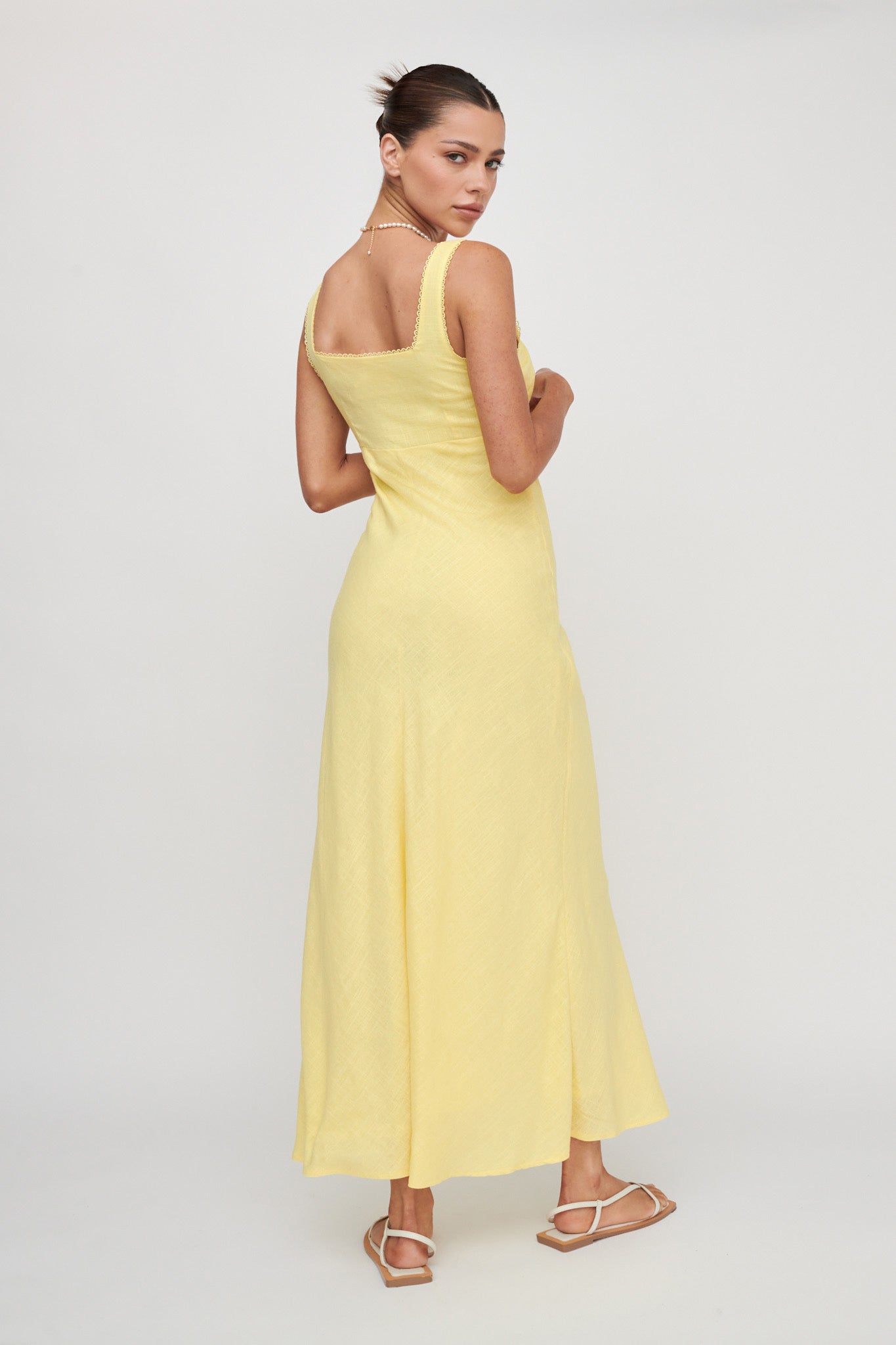Carlee Gathered Bust Maxi Dress Yellow by Selfie Leslie
