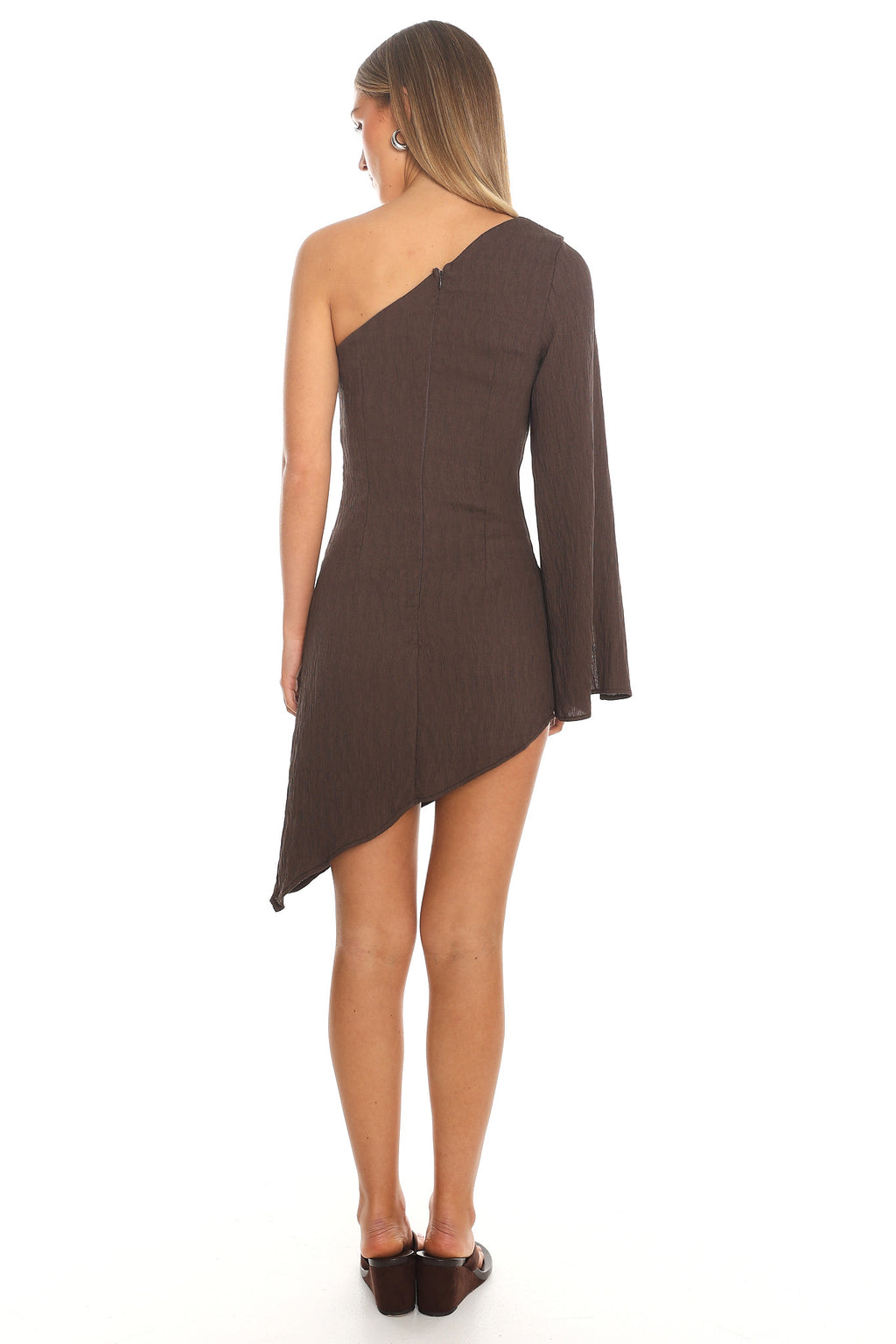Sculpted Shadows Mini Dress Chocolate