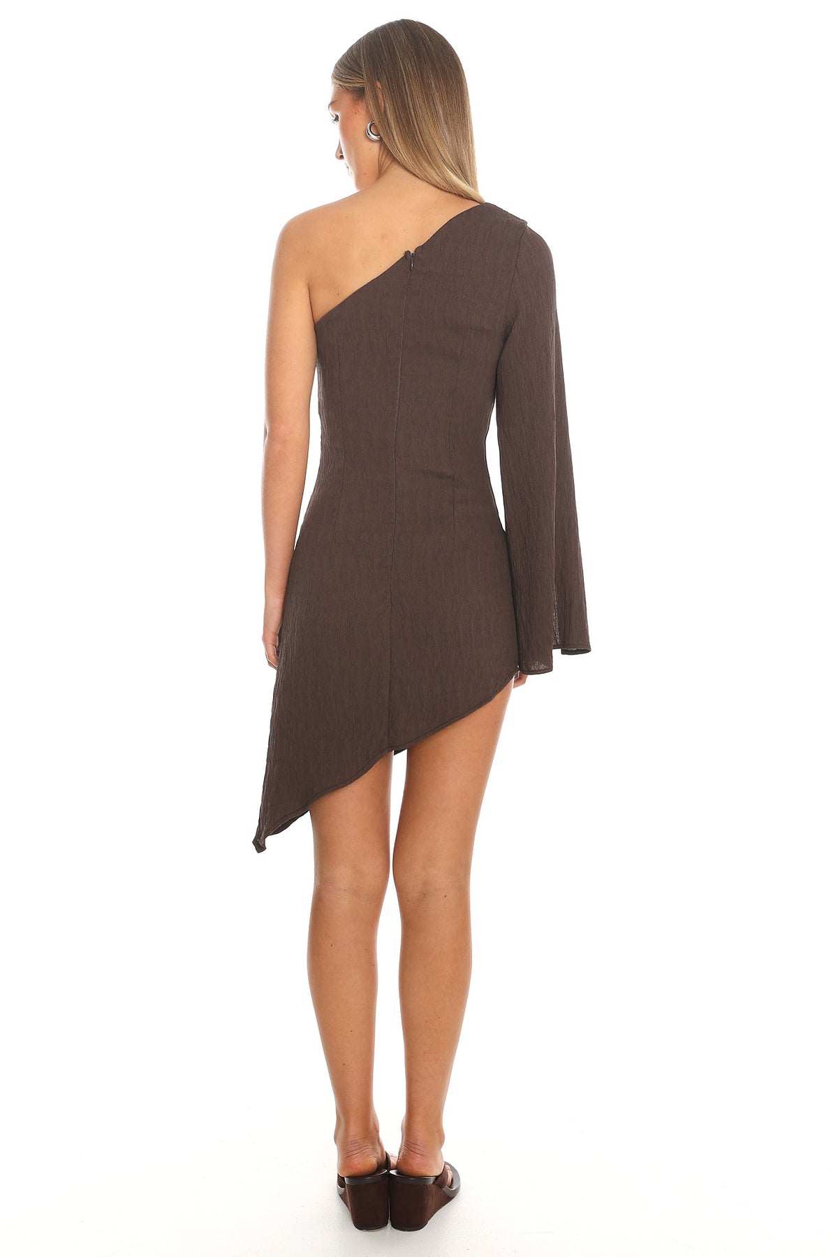 Sculpted Shadows Mini Dress Chocolate