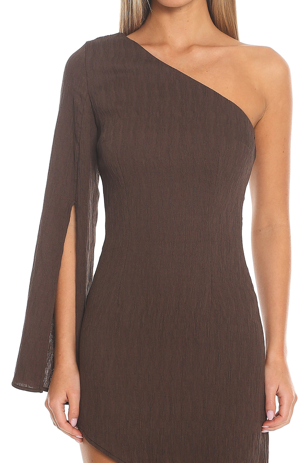 Sculpted Shadows Mini Dress Chocolate