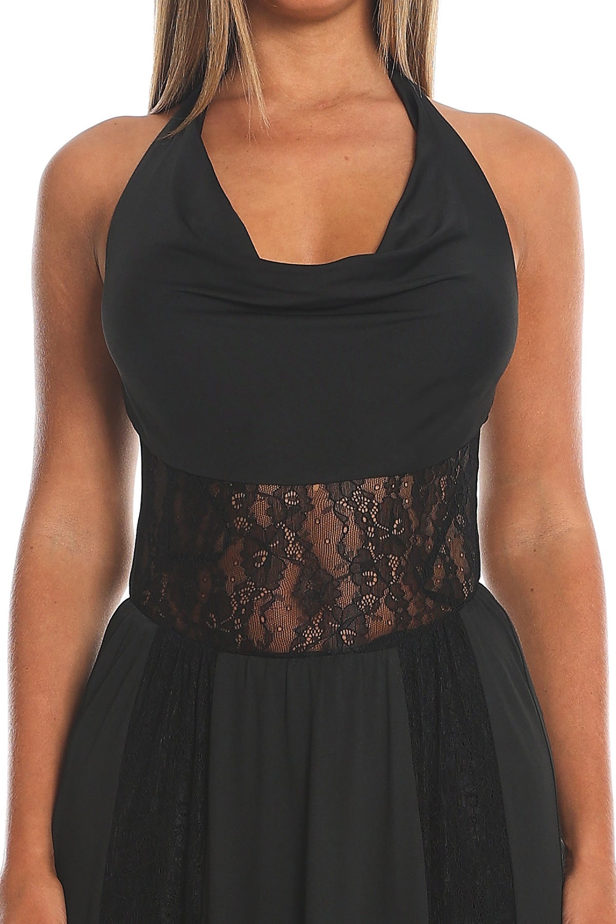 Essie Cowl Halter Maxi Dress Black