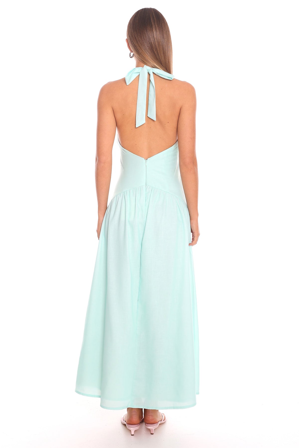 Everglades Floral Hem Halter Maxi Dress Mint