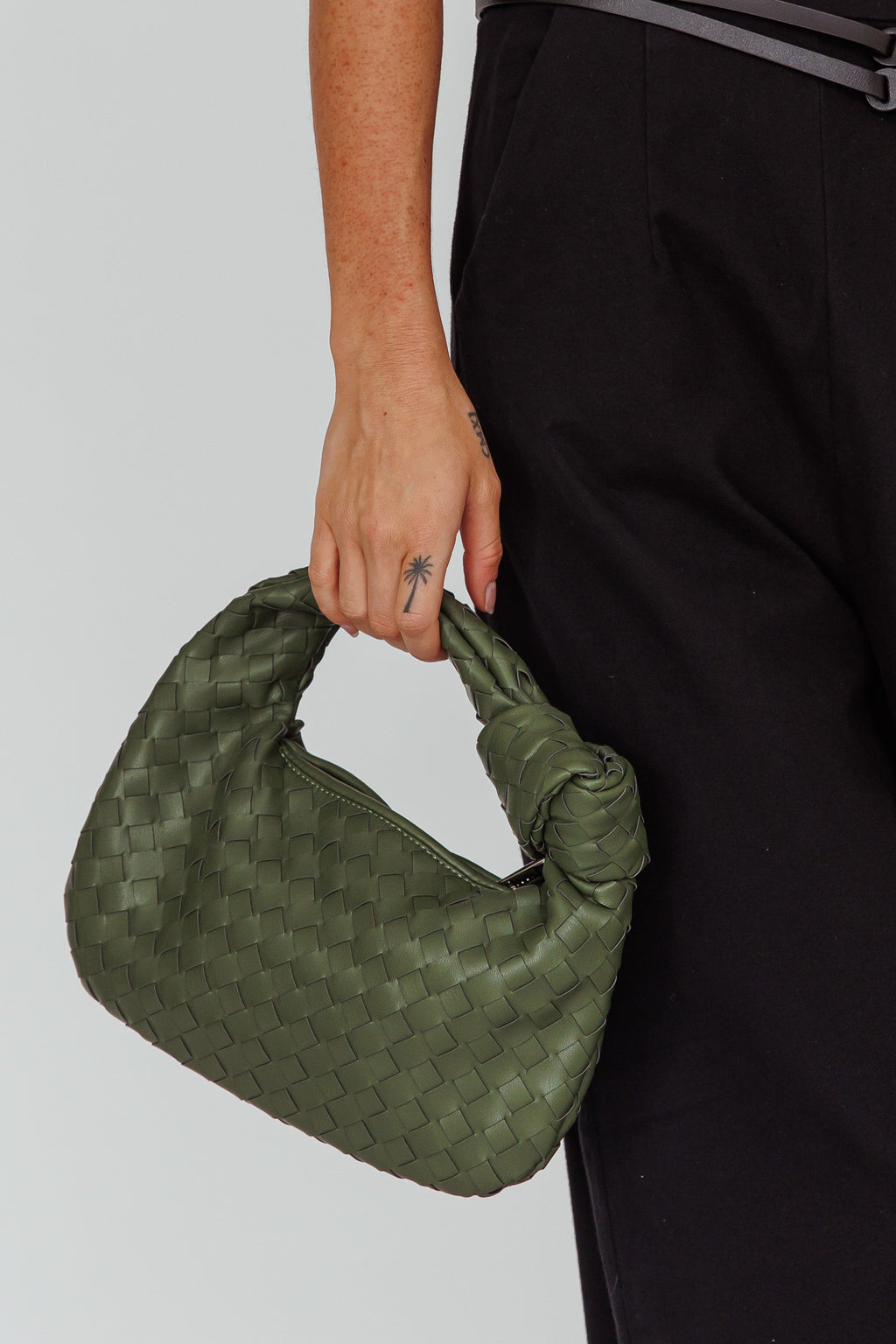 Ani Woven Knot Handbag Moss by Selfie Leslie