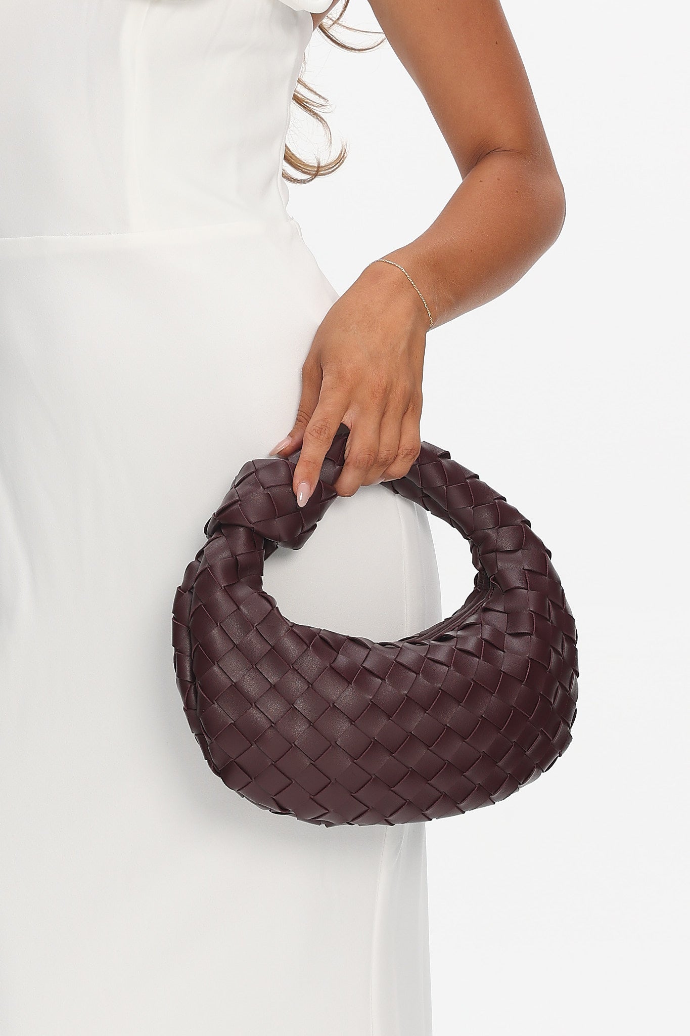Montreal Woven Crescent Bag Wine by Selfie Leslie