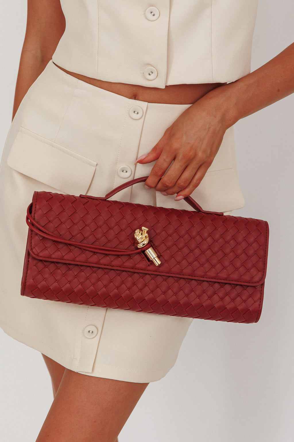 Yvette Woven Envelope Purse Cherry by Selfie Leslie