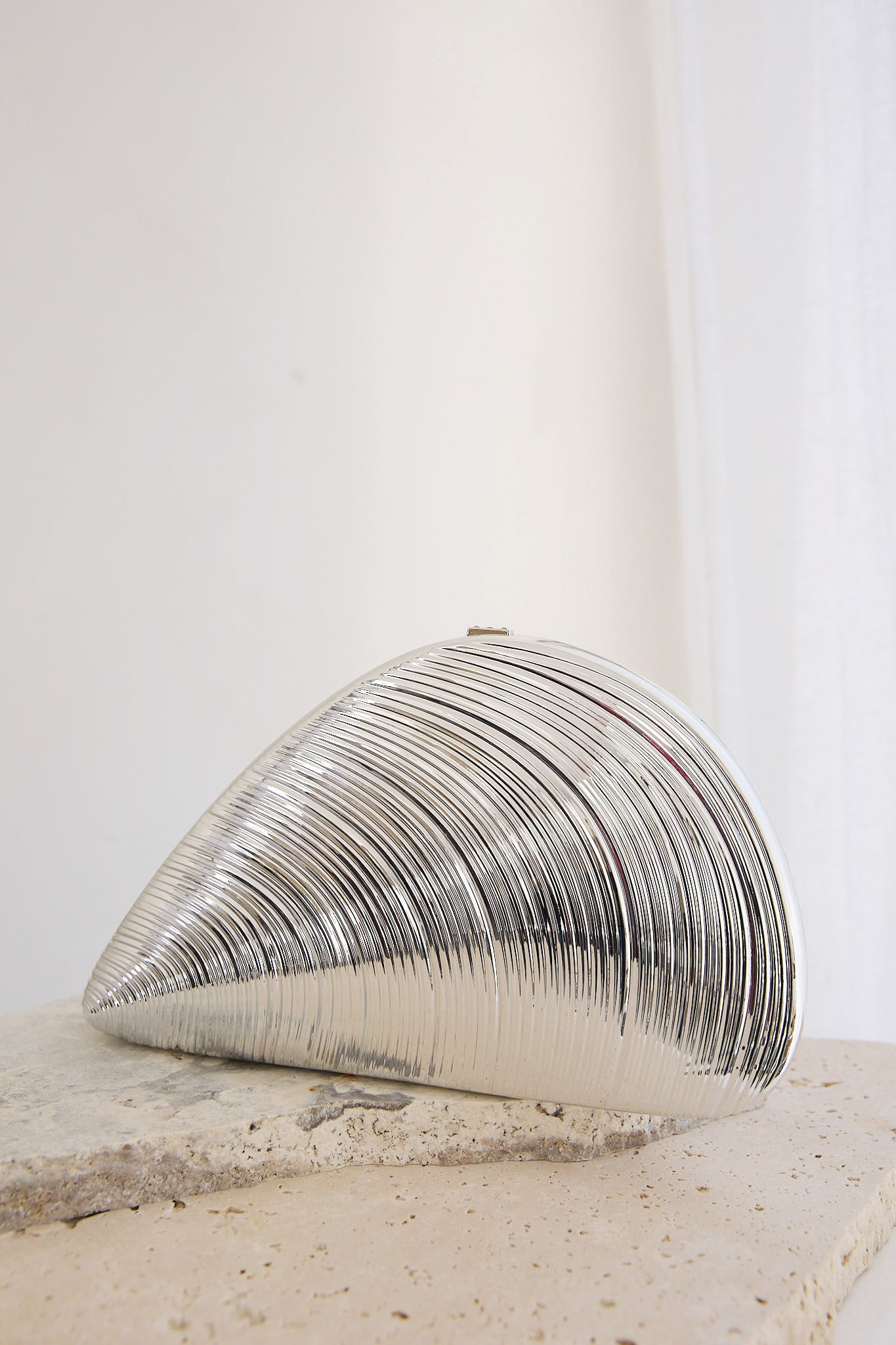 Shandra Shell Clutch Silver by Selfie Leslie
