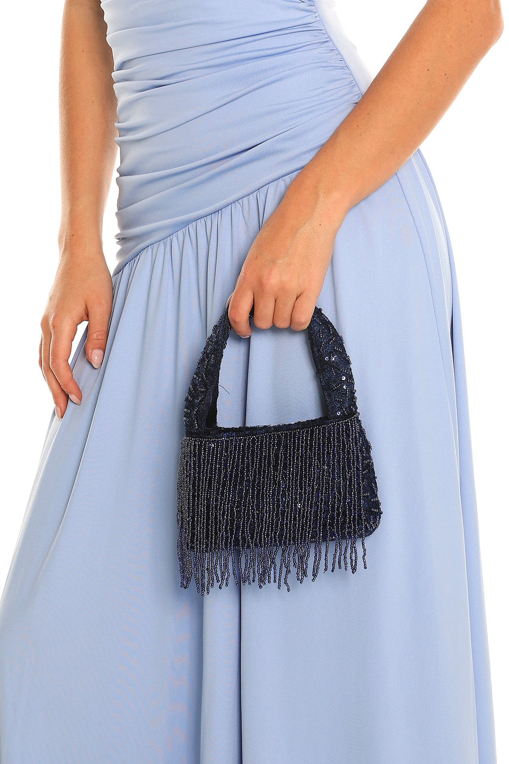 High Glamour Beaded Fringe Mini Bag Navy by Selfie Leslie