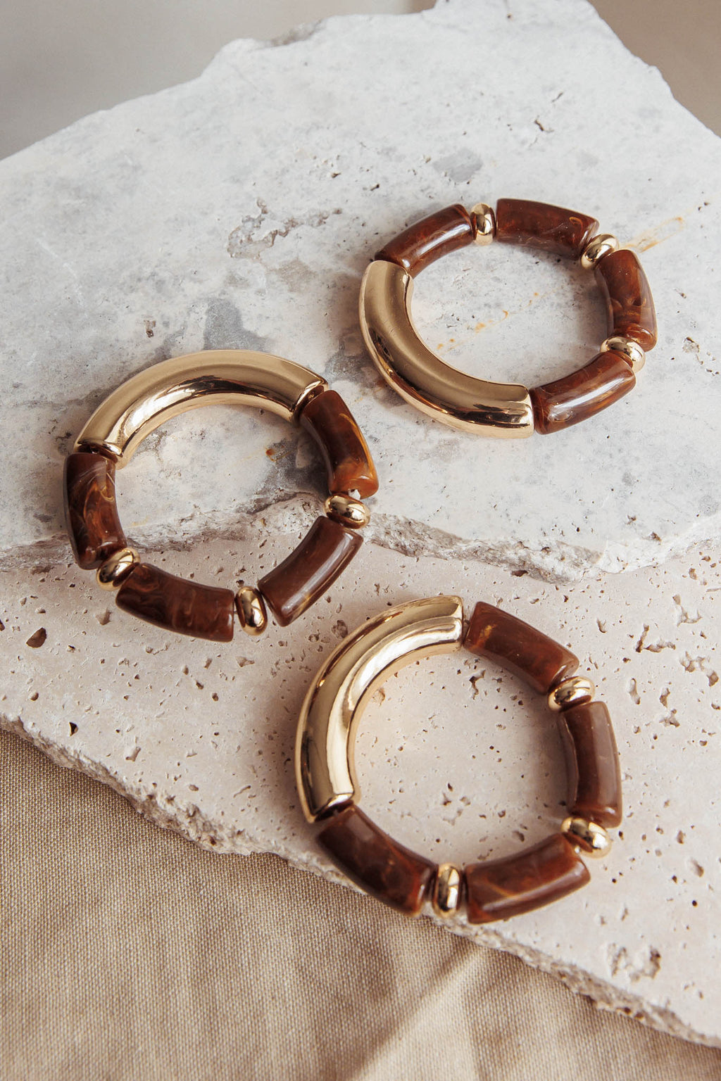 Zena Resin Bracelets Gold/Chocolate by Selfie Leslie