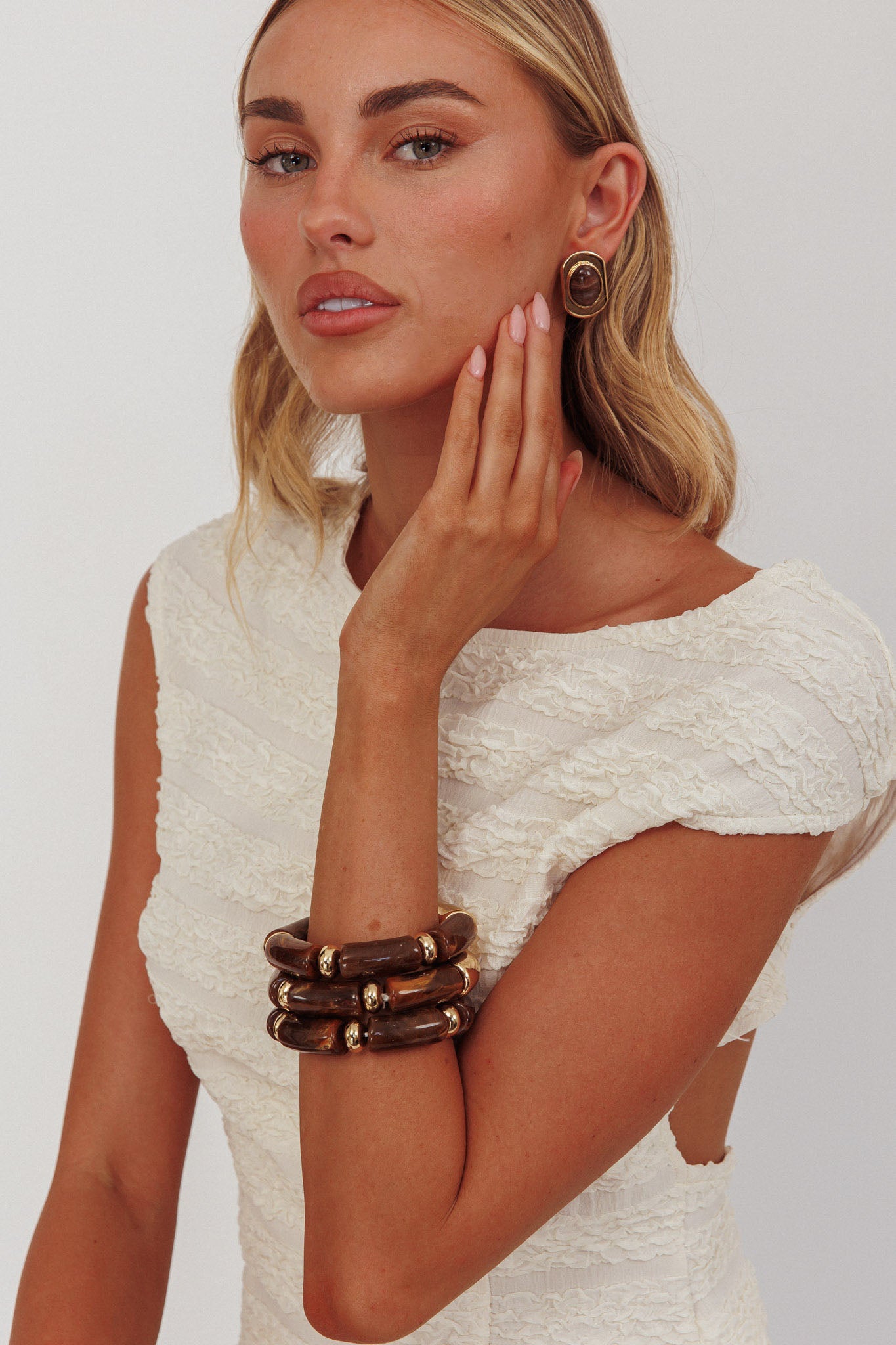 Zena Resin Bracelets Gold/Chocolate by Selfie Leslie
