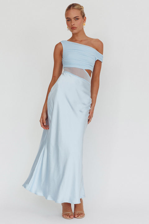 blue dress mesh In Blooms Bodice Maxi M flattering ruching accents the Width:wide Collection:Huey Vineyard Your Complete Guide To