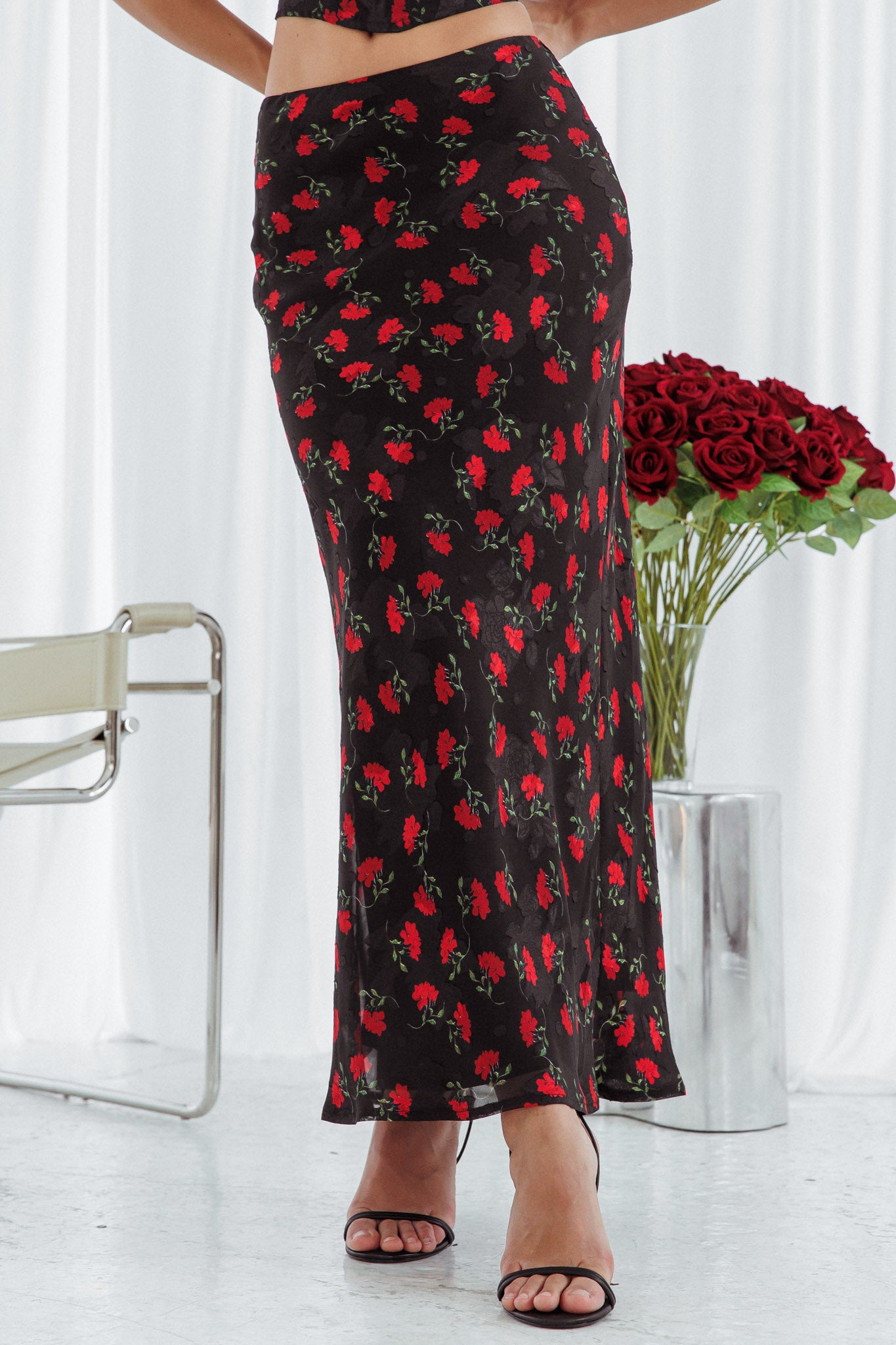 Shop the Gigi Floral Maxi Skirt Black
