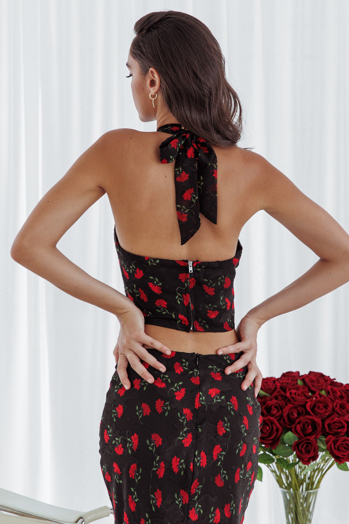 Gigi Halterneck Top Floral Black by Selfie Leslie