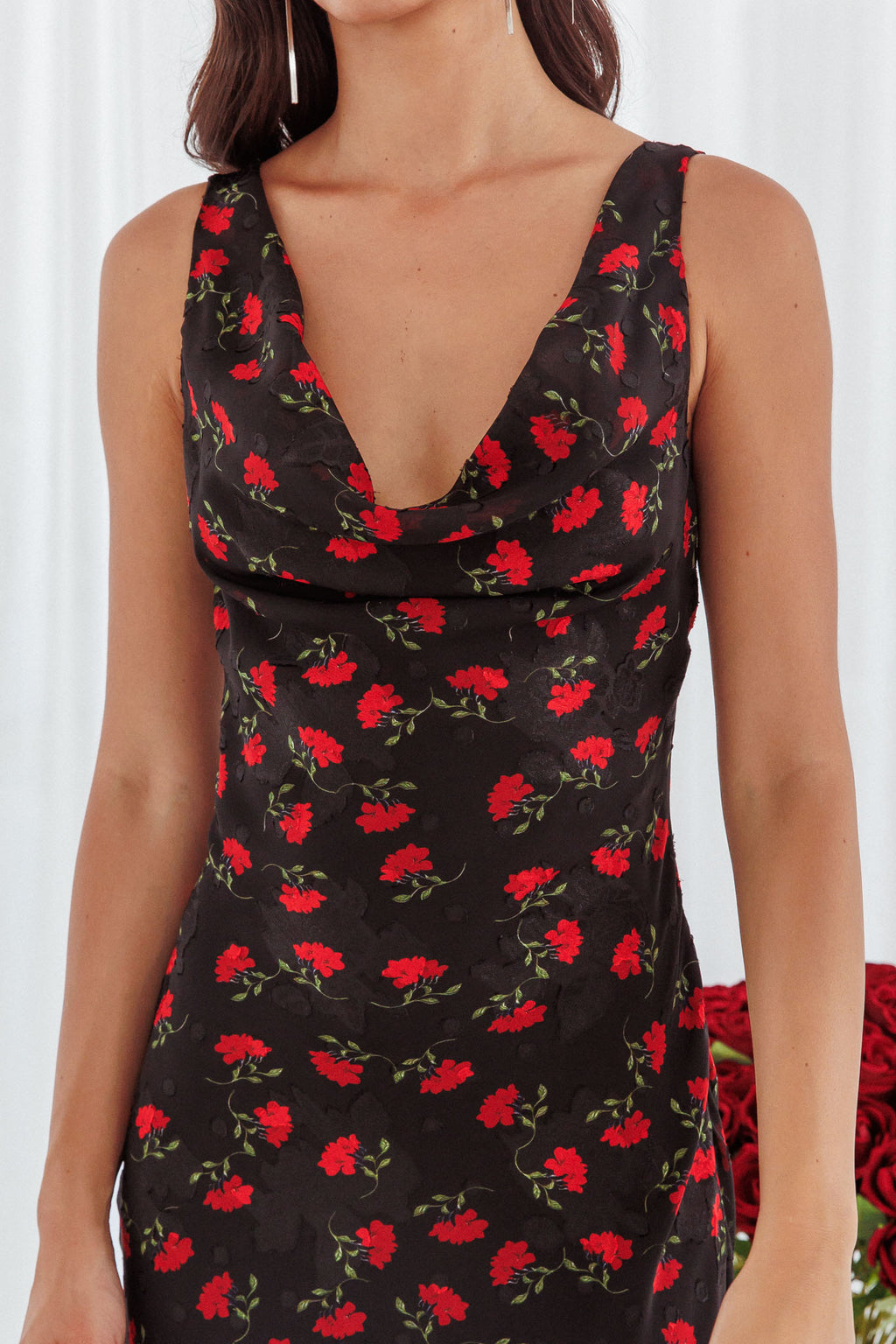 Countdown Cowl Neck Maxi Dress Print Black by Selfie Leslie