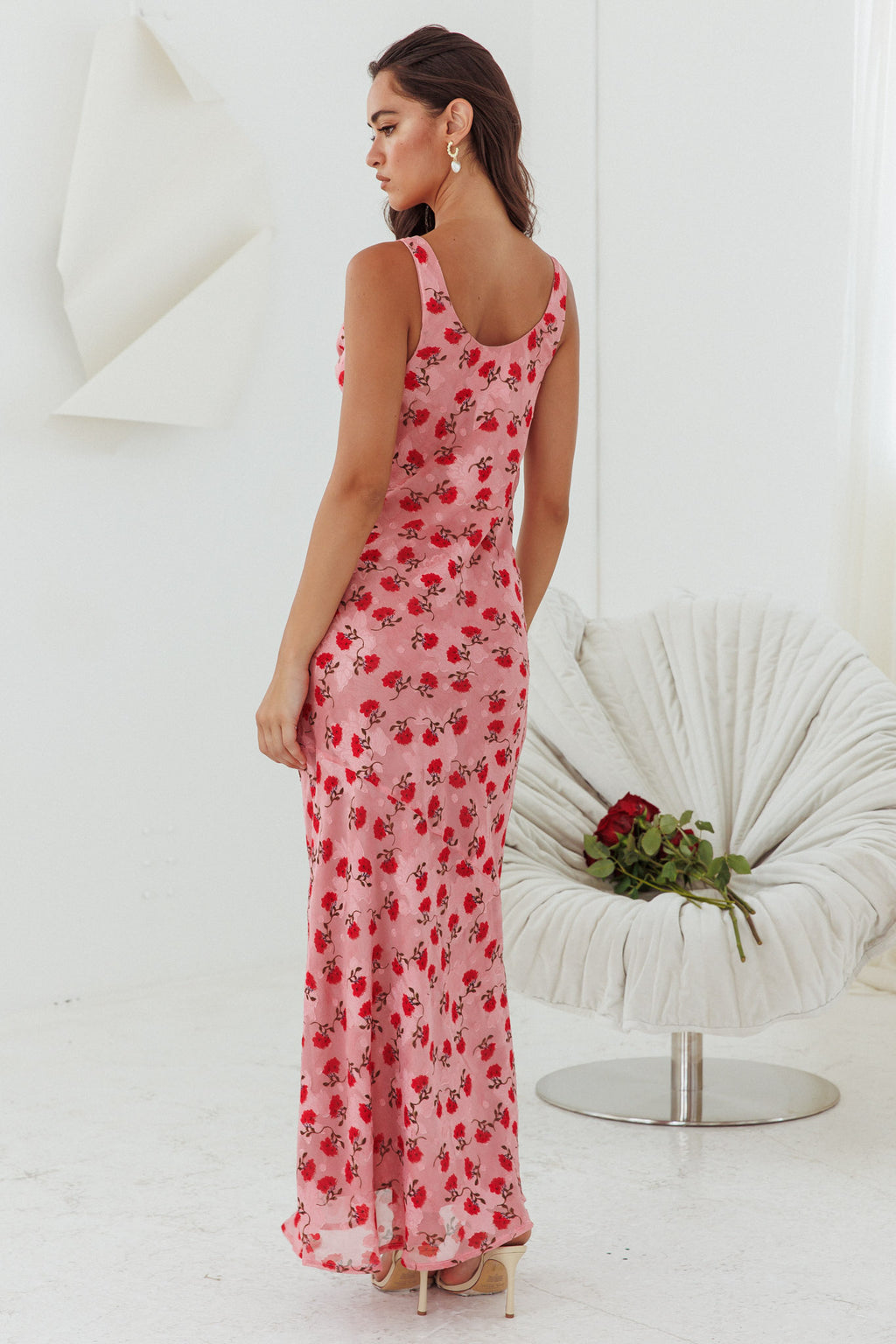 Countdown Cowl Neck Maxi Dress Print Pink by Selfie Leslie