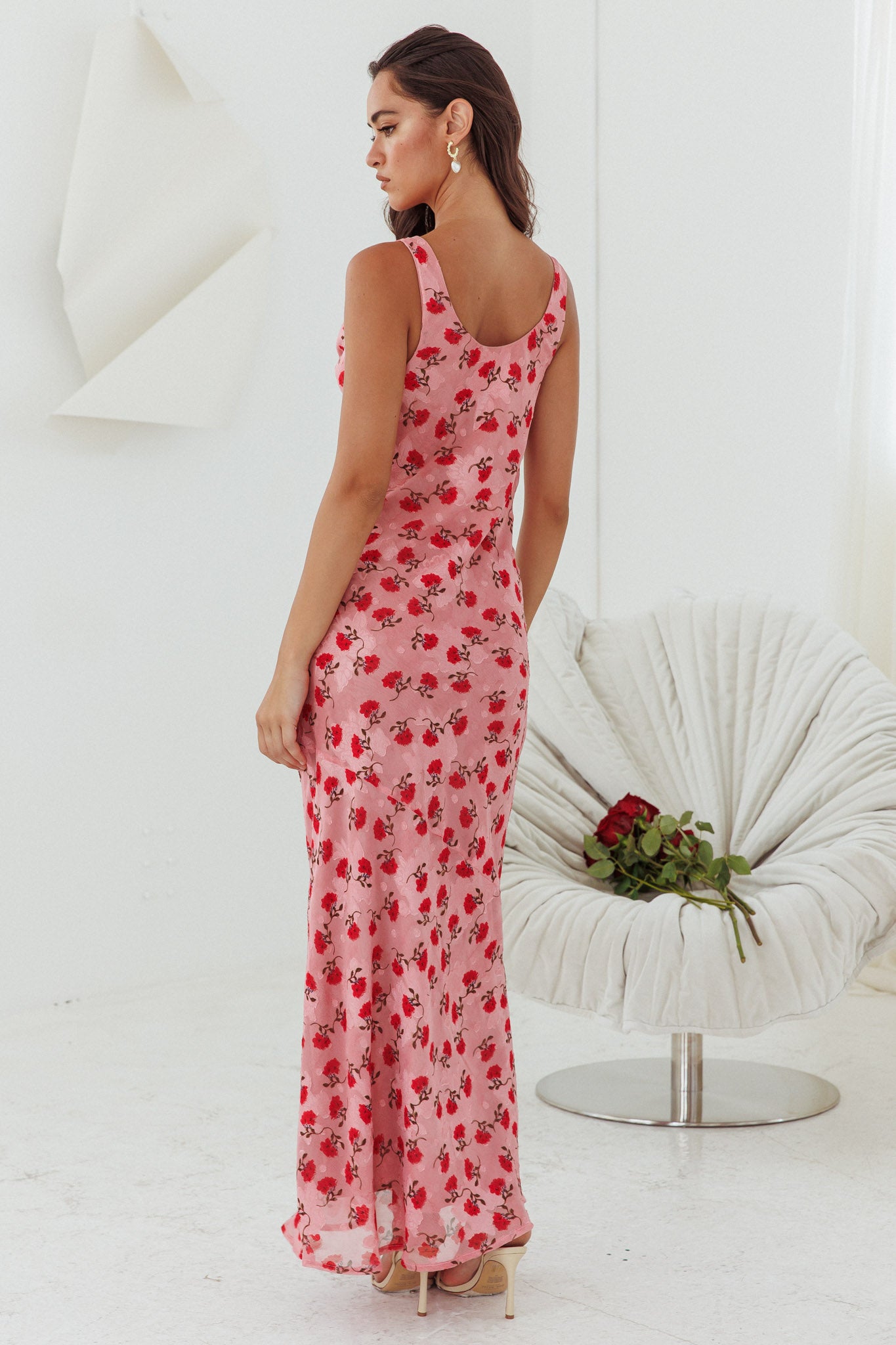 Countdown Cowl Neck Maxi Dress Print Pink by Selfie Leslie