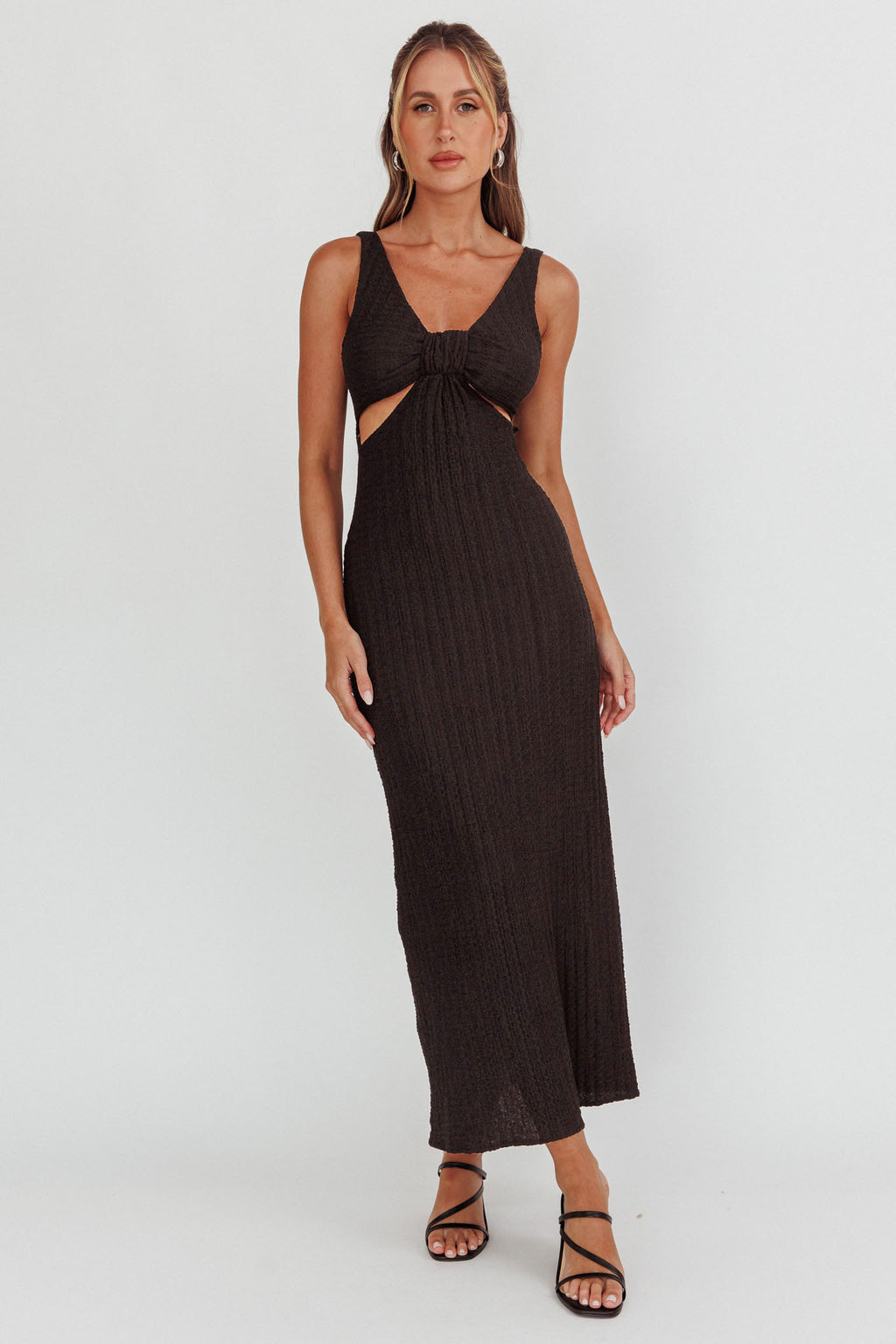 Kharissa Cut-Out Textured Maxi Dress Black by Selfie Leslie