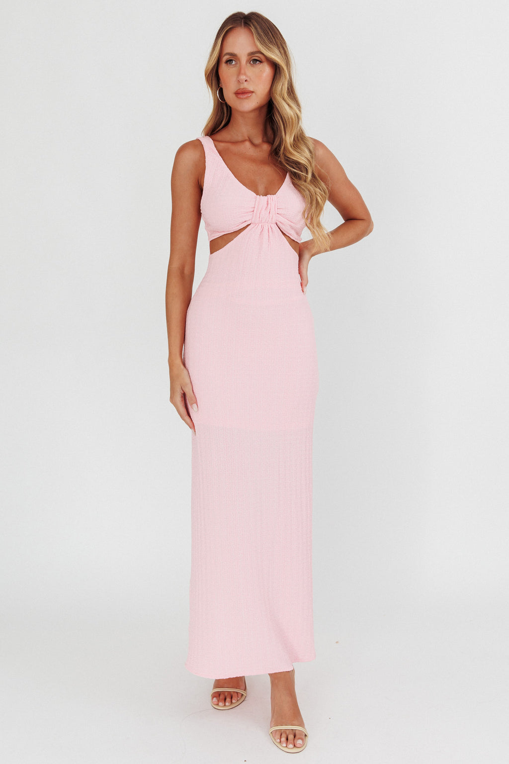 Kharissa Cut-Out Textured Maxi Dress Pink by Selfie Leslie