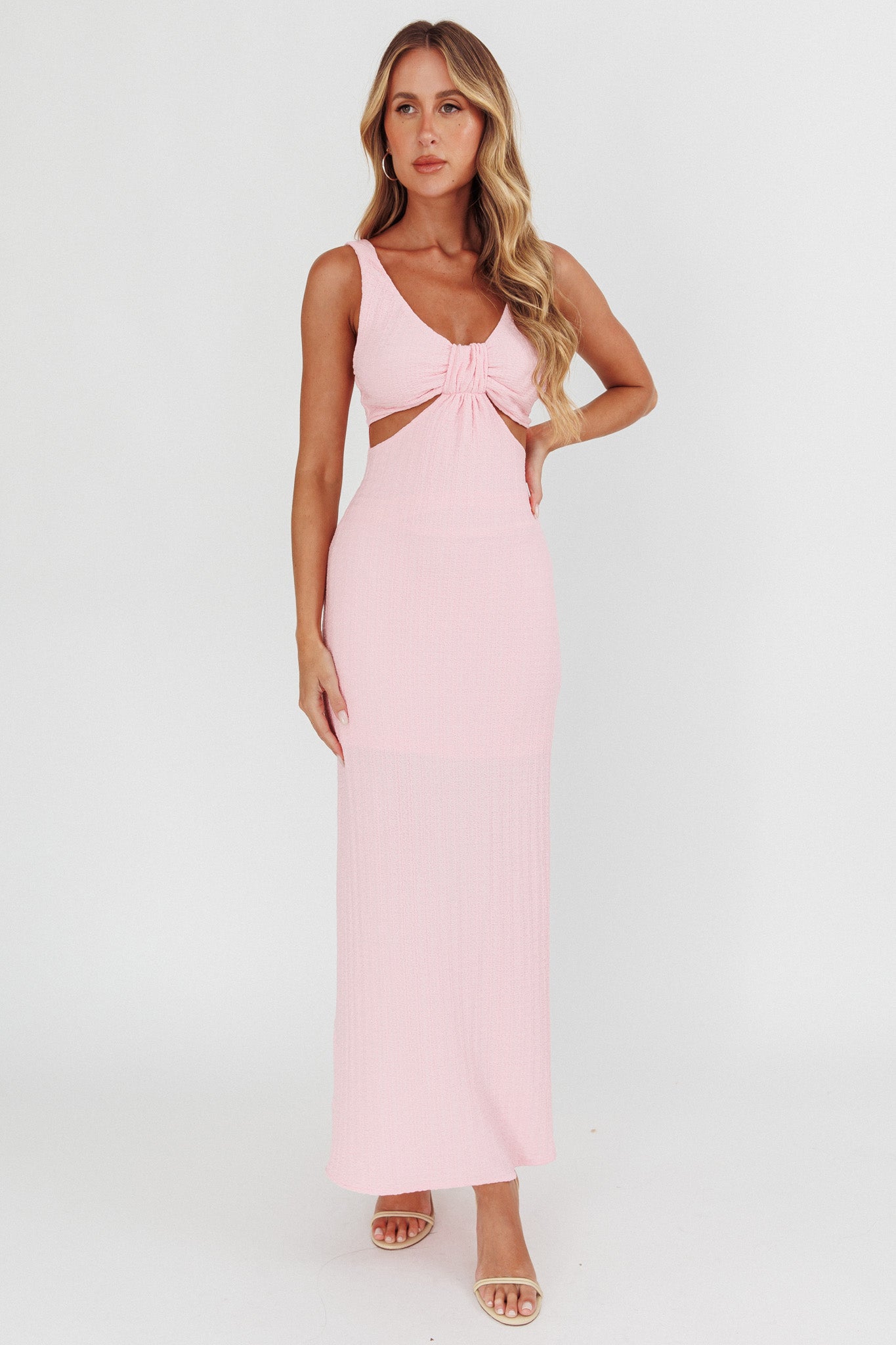 Kharissa Cut-Out Textured Maxi Dress Pink by Selfie Leslie