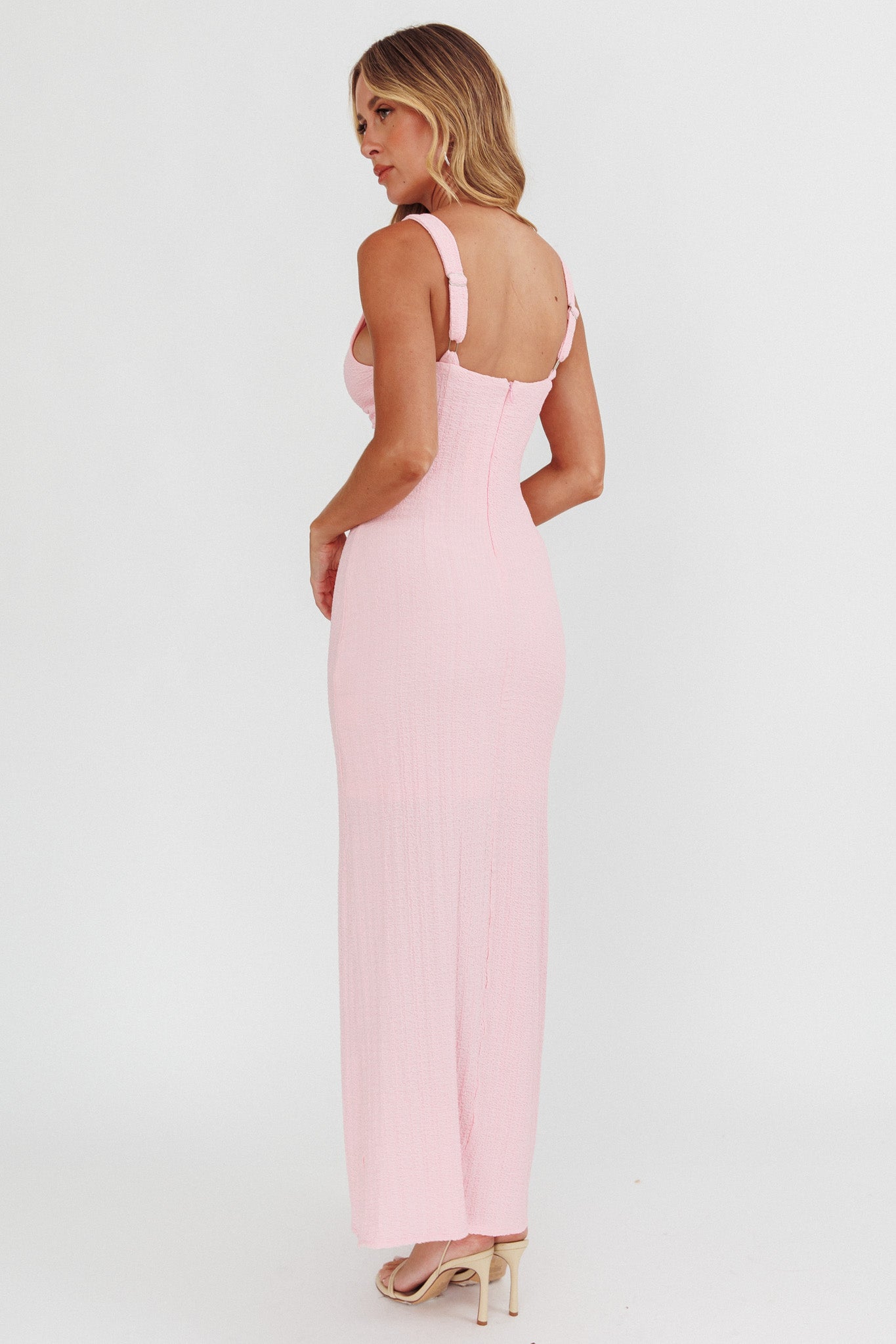 Kharissa Cut-Out Textured Maxi Dress Pink by Selfie Leslie
